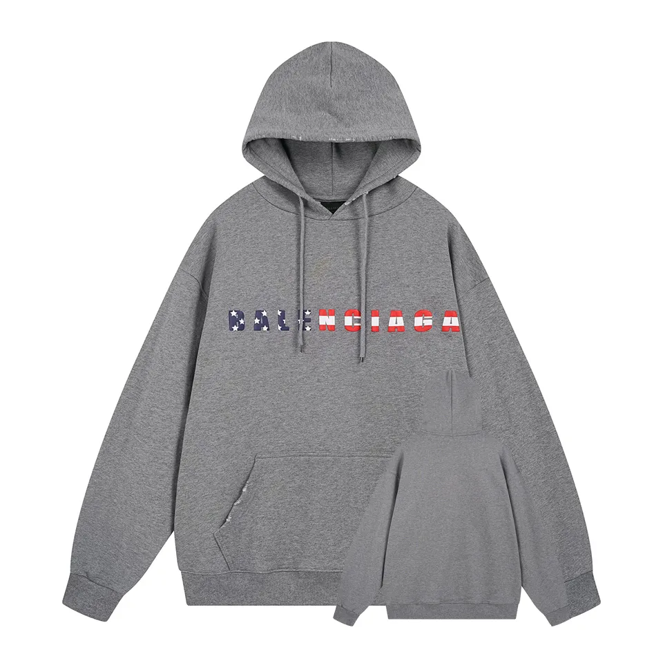 🅿️370 BALENCI*GA Paris colorful foam logo hooded long-sleeved sweatshirt. The front pattern is printed with environmentally friendly foam glue. The ready-made garments are washed and distressed. Customized matching hardware. The letters are clear. The effect is three-dimensional. Exclusively pattern-woven and dyed 460g fabric. Threads are dyed in the same vat with zero color difference. Brick cabinet synchronization. Welcome to compare. Same style for men and women -Color: washed black, flower gray -SIZE: Xs S M L Style number 8973#