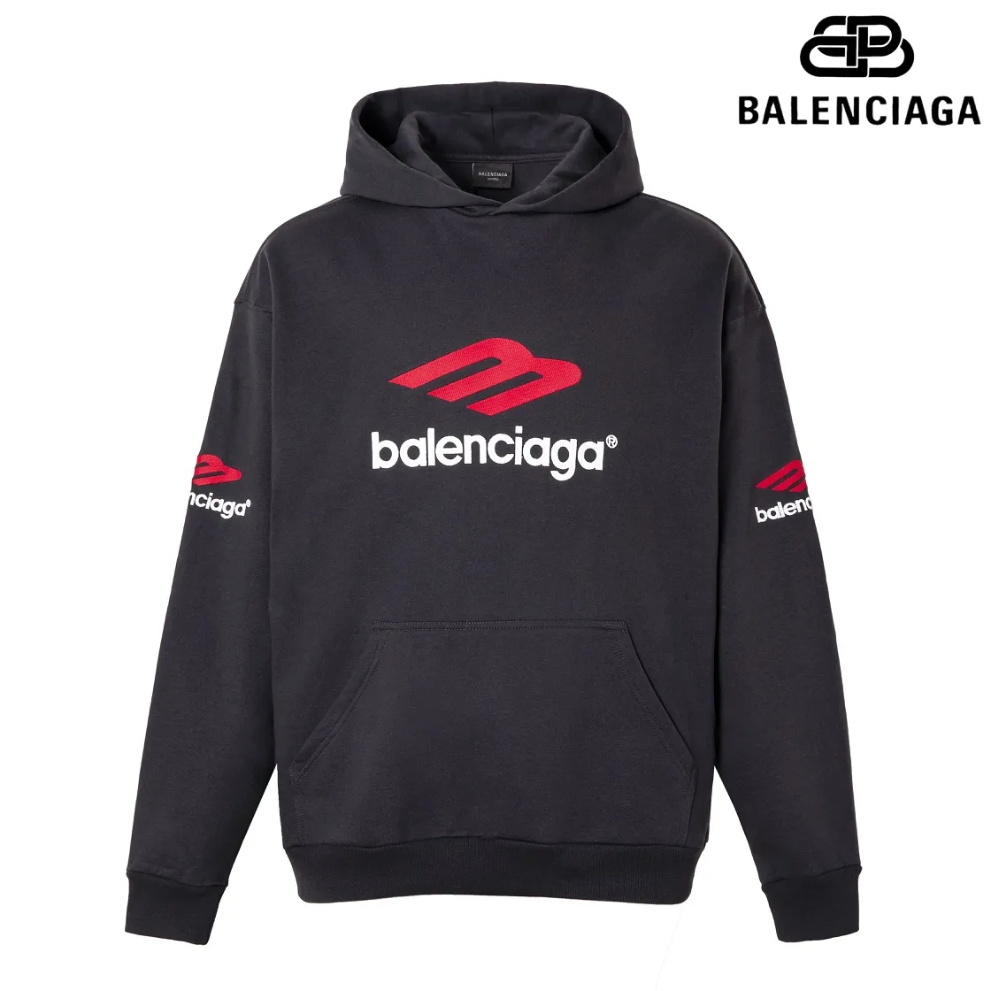 🅿️286 7152# Detailed picture Top version [BALENCIA*GA] Official website quality Paris new 3M letter large LOGO embroidery series hooded sweatshirt OS version Loose dropped shoulders Unisex style Fabric: 480g 100% cotton terry David sweater Technology: Embroidery on the front and rear panels on the left and right sleeves Garment wash Shaping Fixed color Color: Gray blue White Size: XS S M L