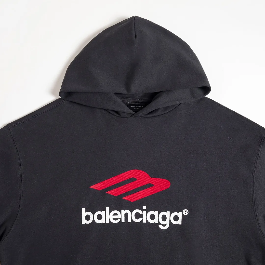 🅿️286 7152# Detailed picture Top version [BALENCIA*GA] Official website quality Paris new 3M letter large LOGO embroidery series hooded sweatshirt OS version Loose dropped shoulders Unisex style Fabric: 480g 100% cotton terry David sweater Technology: Embroidery on the front and rear panels on the left and right sleeves Garment wash Shaping Fixed color Color: Gray blue White Size: XS S M L