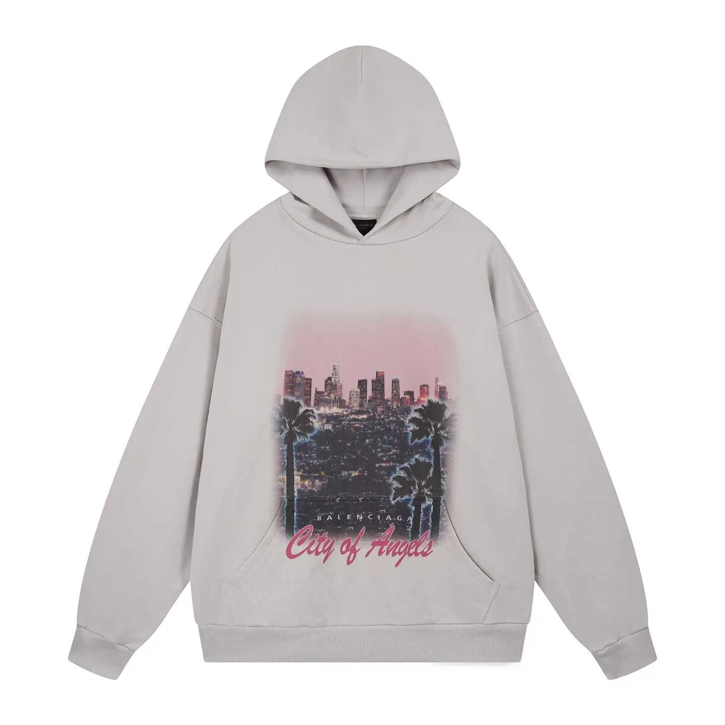 🅿️366 real photos [Top version. Official website quality] BALENCI*GA/25 new model. Latest style SS25 ready-to-wear washable hooded sweatshirt with Los Angeles night scene direct-printed print on the front. Research and development at the first time, different market currencies. Comparisons welcome. The fabric is made of Paris ZP custom-woven and dyed cotton sweatshirt. Weighing 460 grams, the cloth surface is clean. The cloth pattern is clear, soft and comfortable. The threads are dyed with no color difference. Printing adopts computer direct printing. Garments are washed and aged. Jubie market currency. Welcome to compare. The version adopts OS loose shoulder design. Same style for men and women. Code: BL259905 Color: washed black, apricot Size: XS S M L