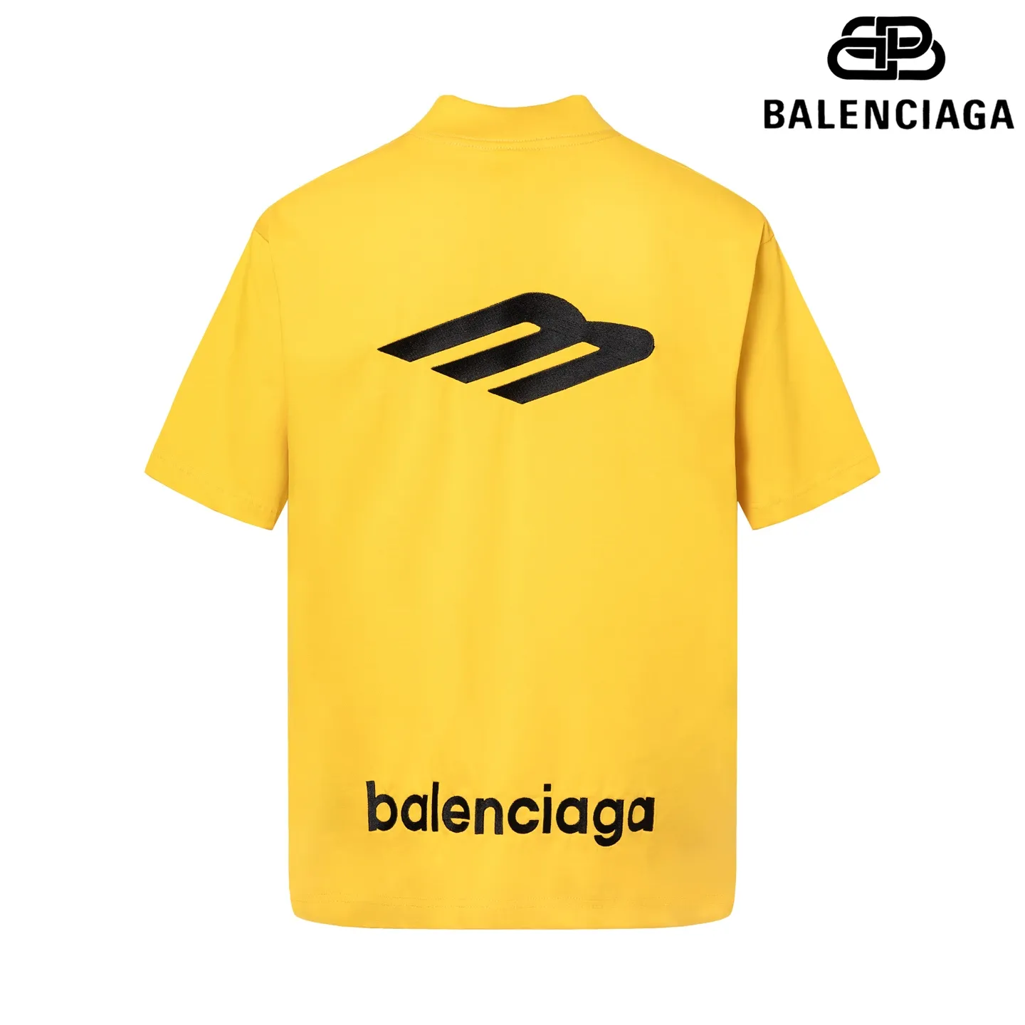 🅿️180 9207# Detailed picture Top version [[BALENCIA*GA] official website quality Paris new ski series 3M size LOGO embroidered short-sleeved T-shirt OS version Loose dropped shoulders Unisex style Fabric: 260g 100% cotton double yarn Technology: Front and back embroidery Garment washing Shape solid Color: Black Blue Yellow Size: XS S M L