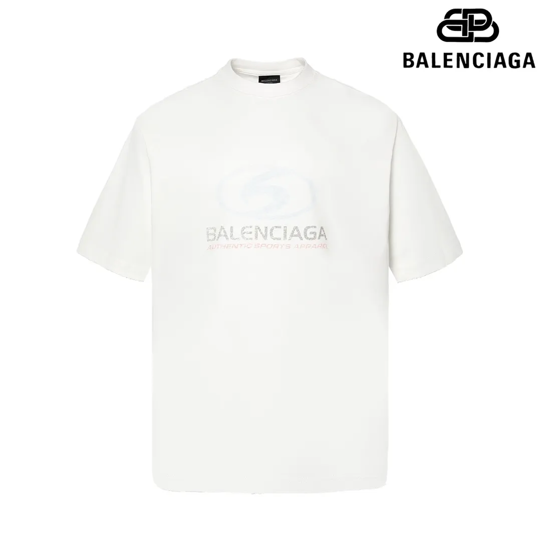 🅿️160 9132# Detailed picture Top version [[BALENCIA*GA] official website quality Paris new blur surfing LOGO pattern printed short-sleeved T-shirt OS version loose dropped shoulders Unisex fabric: 260 grams 100% cotton double yarn Process: front and rear panel printing Garment wash worn distressed fixed color Color: white Size: XS S M L