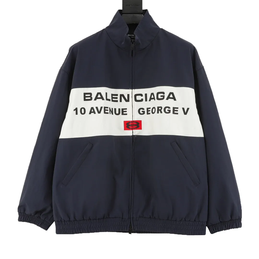 🅿️620 Balenciaga/Balenciaga three-color double-ring printed stand-up collar jacket. It is made of customized matt Taslan professional fabrics, plus three-proof coating process, Teflon anti-fouling treatment, anti-oil stains and easy to clean, polyester high-density bird's eye mesh lining, three-dimensional circulation breathable structure, quick moisture export, anti-static treatment, more comfortable to wear in autumn and winter, imported environmentally friendly glue screen printing, custom hardware zipper double puller LOGO, custom accessories three labels Size: XS-L