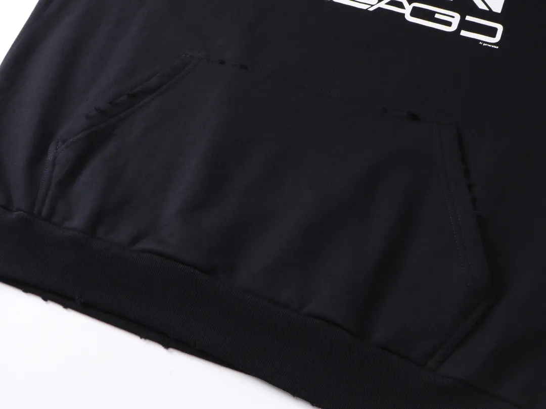 🅿️320 real photos [Top version. Official website quality] BALENCI*GA/Paris AI GENERATED HOODIE series new hooded sweatshirt #2024 new style. The front, back, left and right sleeves are printed with the new LOGO, and the ready-made garments are washed and worn. According to the normal practice in Jubie market, black and gray cuff printing are different. #2024 Spring and Summer Brick Cabinet Synchronization Welcome to compare. The fabric is made of Paris ZP custom-woven and dyed cotton double yarn, with a weight of 460 grams. The cloth surface is clean. The cloth pattern is clear, soft and comfortable. The threads are dyed with no color difference. The classic letter LOGO is printed with imported environmentally friendly glue. The letters are clear and the effect is three-dimensional. Restore the brick cabinet, adopt the OS loose shoulder style. Same style for men and women. Code: BL238917 Color: black, floral gray Size: XS S M L
