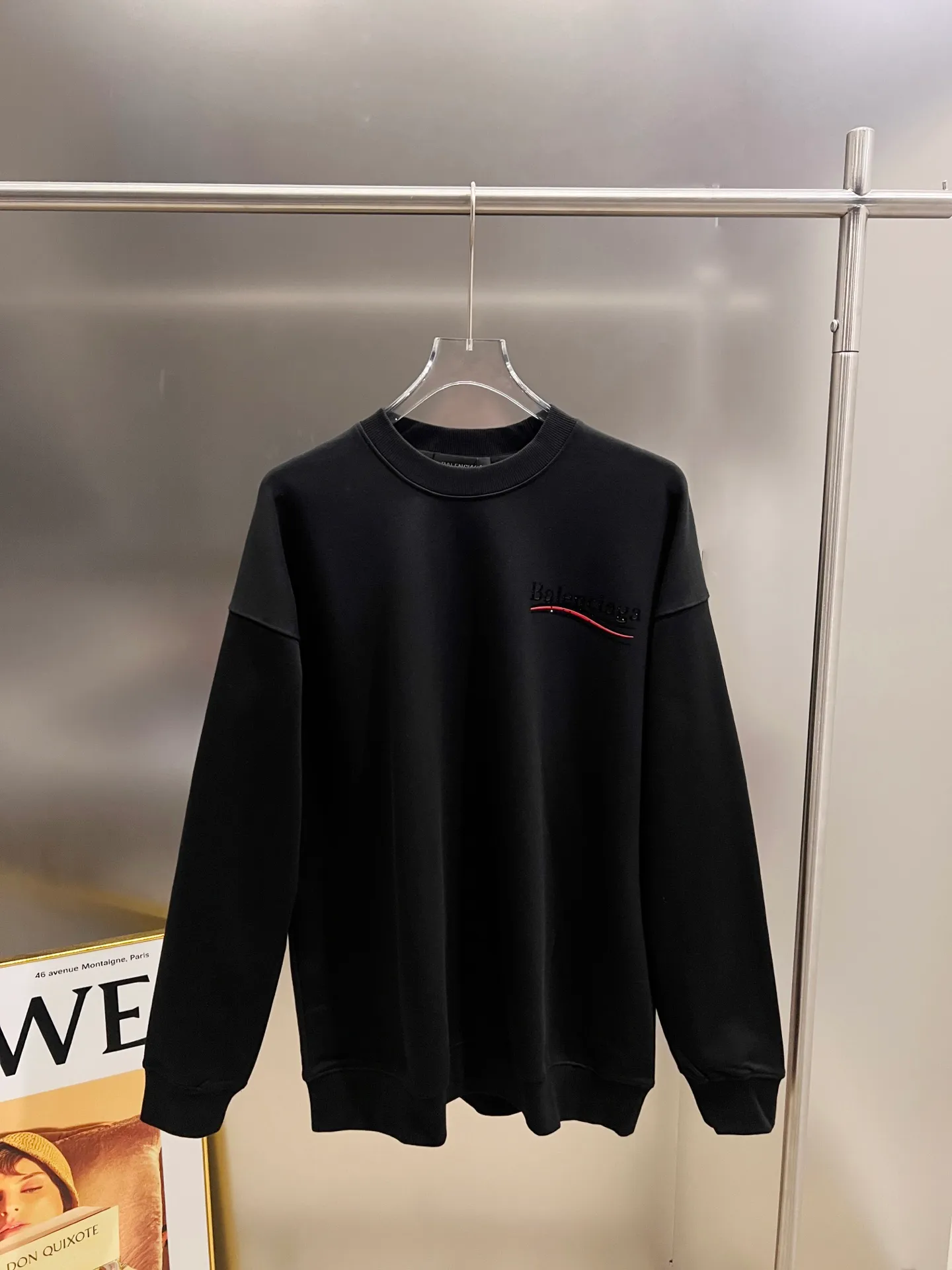 🅿️260 BAL Balenciaga 2025 Autumn and Winter New Style Round Neck Long Sleeve Sweater Classic Coke Logo Print + Hot Diamond Process Uniform Loose Version for Men and Women S M L XL XXL Five Codes Color: Black White