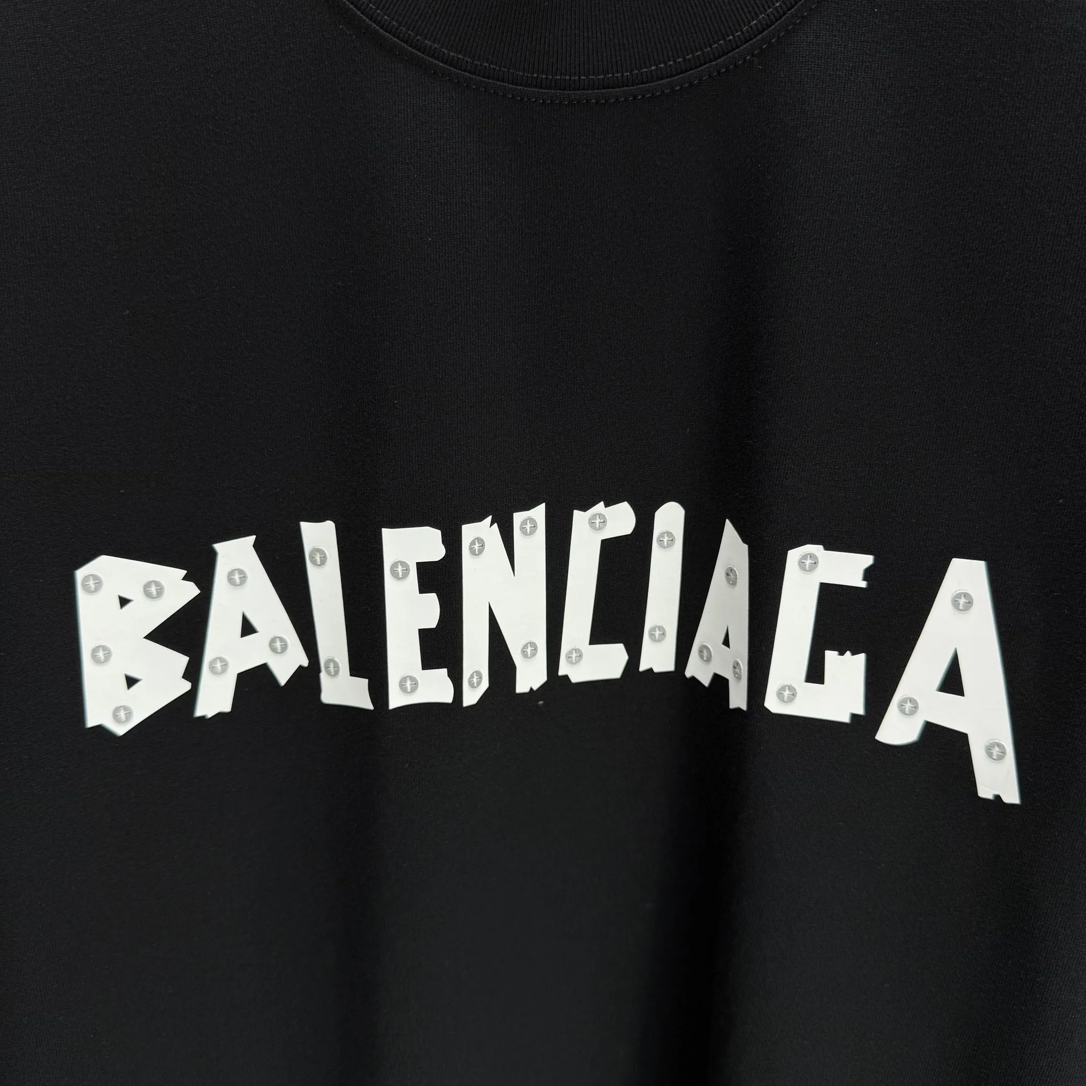 🅿️240 BALENC* Paris* 2025 autumn and winter new thick long-sleeved T-shirt 320g pure cotton letter logo three-dimensional silicone Color: Black White Angora Red Size: S M L XL