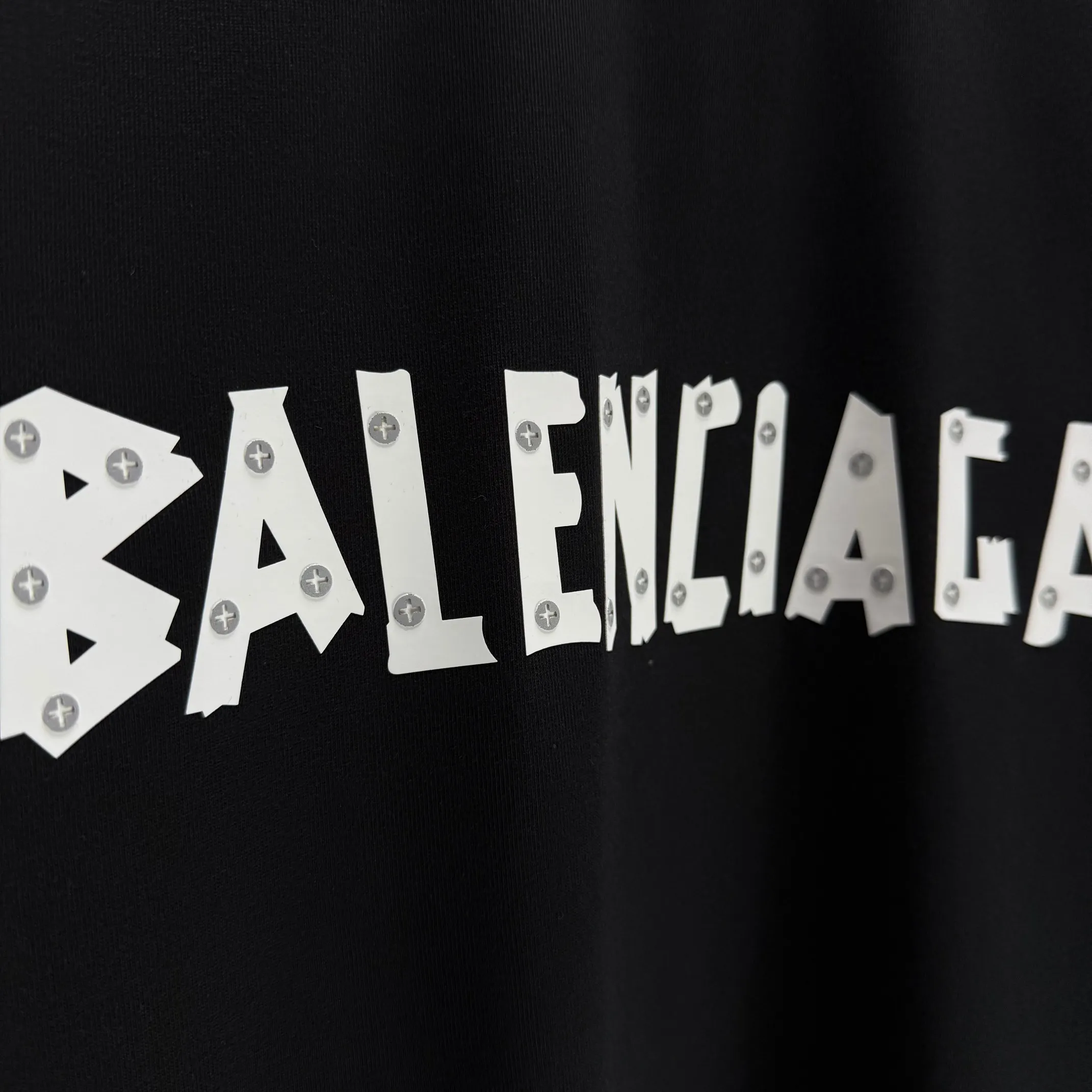 🅿️240 BALENC* Paris* 2025 autumn and winter new thick long-sleeved T-shirt 320g pure cotton letter logo three-dimensional silicone Color: Black White Angora Red Size: S M L XL