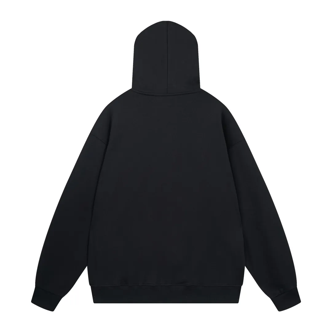 🅿️290 real photos [Top version. Official website quality] BALENCI*GA/Paris BALENCI*GA#2023 new autumn and winter style, front-printed reverse mirror LOGO hooded sweatshirt. Brick cabinet synchronization. The fabric is made of Paris ZP custom-woven and dyed cotton sweatshirt. The weight is 450 grams. The cloth surface is clean. The cloth pattern is clear. Soft and comfortable. Good color fastness. Not easy to change color. The threads are woven and dyed with no color difference. The printing uses imported environmentally friendly rubber paddles, precision stencils, fine LOGO letters, clear letters, no burrs, and a three-dimensional effect. Restore brick cabinet. The version adopts OS loose shoulder version. Same style for men and women. Code: BL238069 Color: black. Size: XS S M L