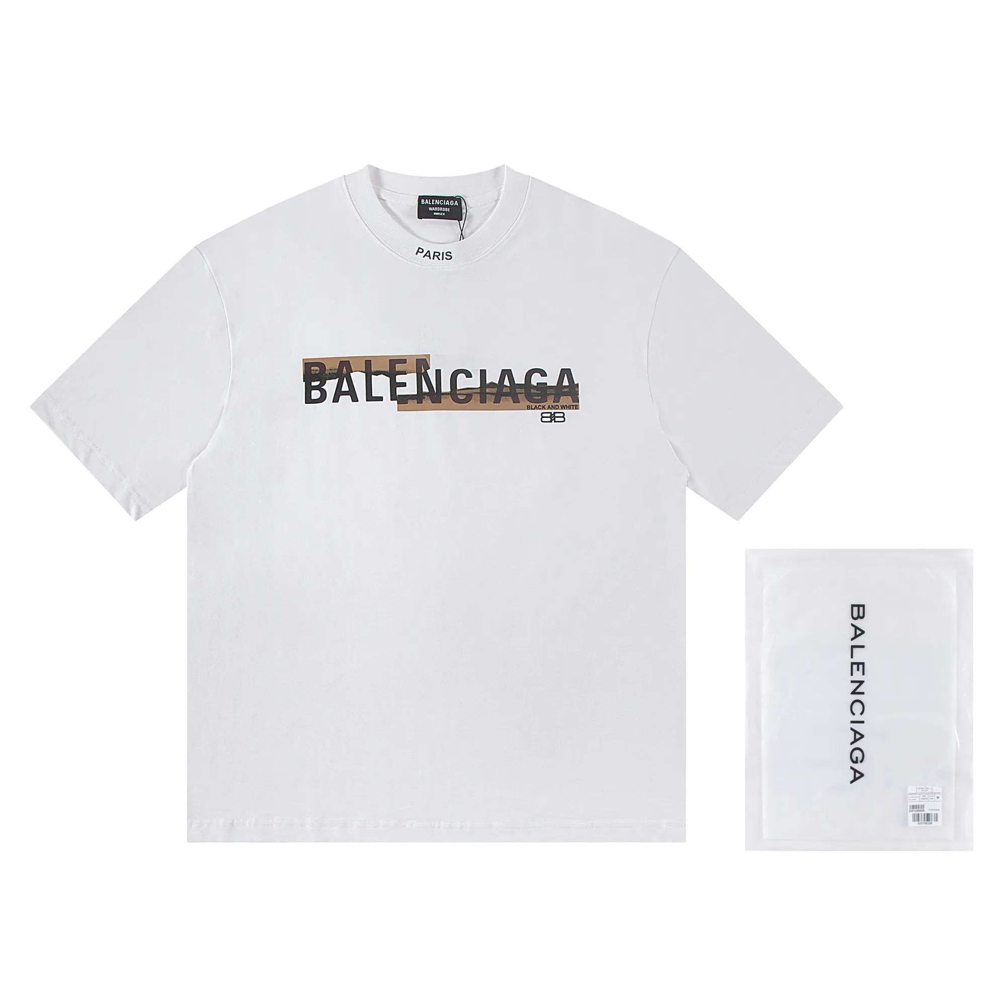 🅿️150 Balenciaga2026 horizontally stacked new T-shirt Material: Made of high version 300g double yarn combed cotton Size: S M L XL Color: black and white Style number: W2807