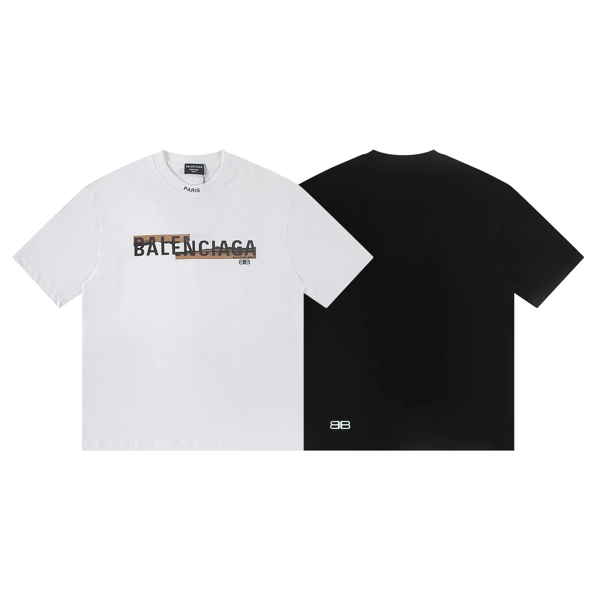 🅿️150 Balenciaga2026 horizontally stacked new T-shirt Material: Made of high version 300g double yarn combed cotton Size: S M L XL Color: black and white Style number: W2807