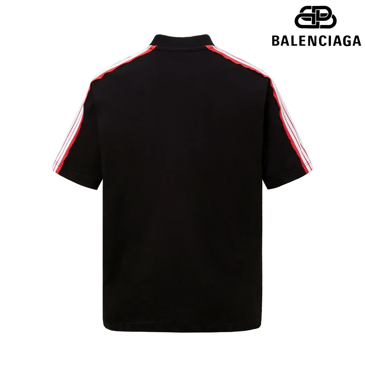 🅿️180 9200# Detailed picture Top version [[BALENCIA*GA] official website quality Paris new raglan sleeves color matching. Tie strips. Classic LOGO short-sleeved T-shirt embroidered on the front left chest OS version Loose dropped shoulders Unisex Fabric: 260 grams 100% cotton double yarn Technology: front panel printing Garment washing Shape solid color Color: black white Size: XS S M L