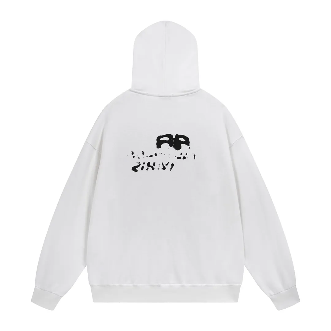 🅿️300 Detailed picture [Top version. Official website quality] BALENCI*GA/Paris BALENCI*GA#BB hand-painted graffiti long-sleeved hooded sweatshirt. 2023 autumn and winter new products. Brick cabinet synchronization. The fabric is made of Paris ZP custom-woven and dyed cotton double-yarn David sweatshirt. The weight is 450 grams, the cloth surface is clean. The cloth pattern is clear. Soft and comfortable. Good color fastness. Not easy to change color. The threads are woven and dyed with no color difference. The printing uses a round machine hand-painted effect. No burrs. The color is the same as the original board. The whole piece of clothing is hand-made and worn. The brick cabinet is restored. The version adopts the OS loose shoulder style. Same style for men and women. Coding: BL238018 Color: black, white, gray blue, pink Size: XS S M L