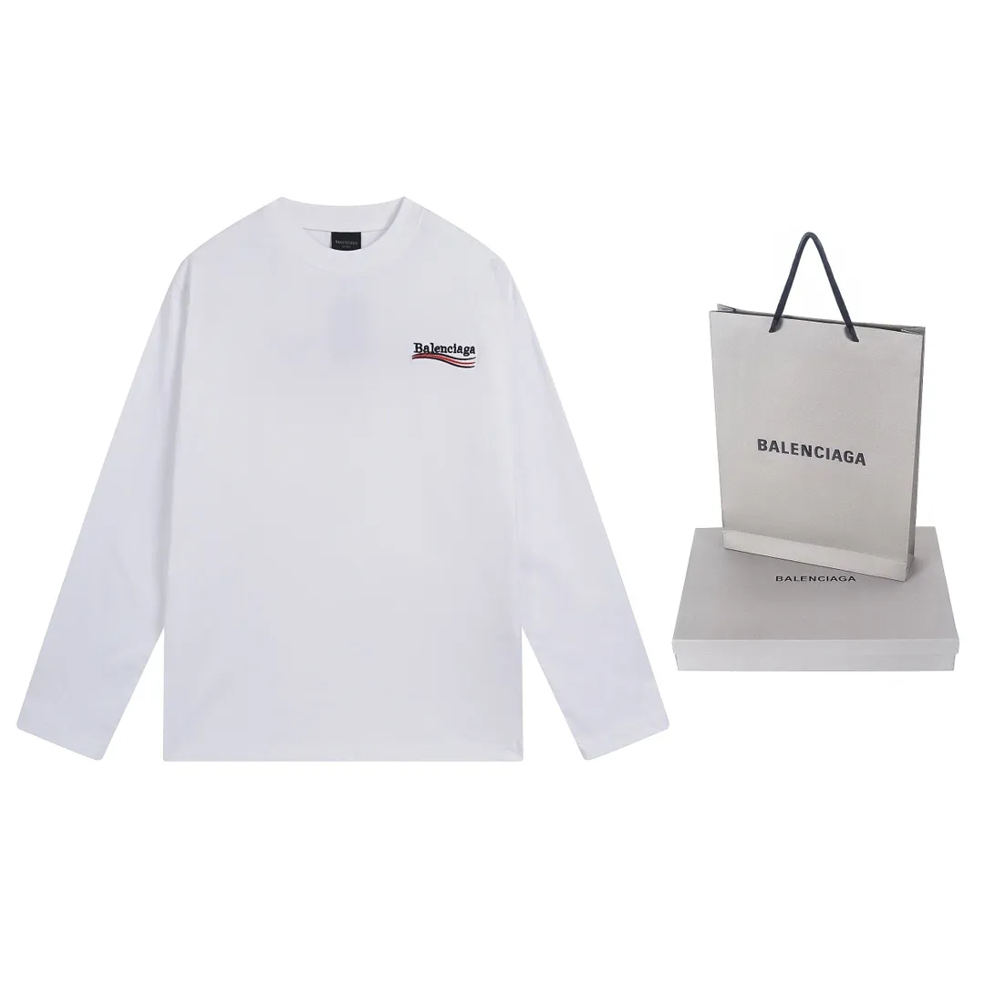 🅿️190 Real photos [Top version. Official website quality] BALENCI*GA/Paris#Classic.Coke embroidered long-sleeved T-shirt# The fabric is made of Paris ZP custom-woven and dyed cotton double yarn. Weighing 260 grams, the cloth surface is clean. The cloth pattern is clear, soft and comfortable. The threads are dyed with no color difference. The classic pattern embroidery uses an imported embroidery machine, and the embroidery thread color is embroidered according to the original color. It is produced according to the pictures in the Jubie market. The letters are clear. The three-dimensional effect is strong. The version adopts the OS loose shoulder version. The same style for men and women. Coding: BL225007 Color: black, white Size: XS S M L
