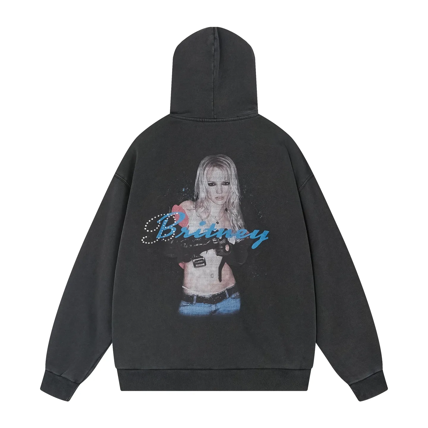 🅿️400 real photos [Top version. Official website quality] BALENCI*GA/26 new model. Balenciaga Britney Portrait Limited Edition Music Cooperation Series, Front and Back Direct Printing + Hot Diamond, Hat Embroidery, Garment Washing, Zippered Hooded Cardigan Sweater SS26 Latest Style. Research and development at the first time, different market currencies. Comparisons welcome. The fabric is made of Paris ZP custom-woven and dyed cotton sweatshirt, with a weight of 460 grams. The cloth surface is clean. The cloth pattern is clear, soft and comfortable. The threads are dyed with no color difference. Printing adopts computer direct printing. The embroidery is done using imported Tajima embroidery machines. Jubie market currency. Welcome to compare. The version adopts OS loose shoulder design. Same style for men and women. Code: BL259901 Color: washed black Size: XS S M L