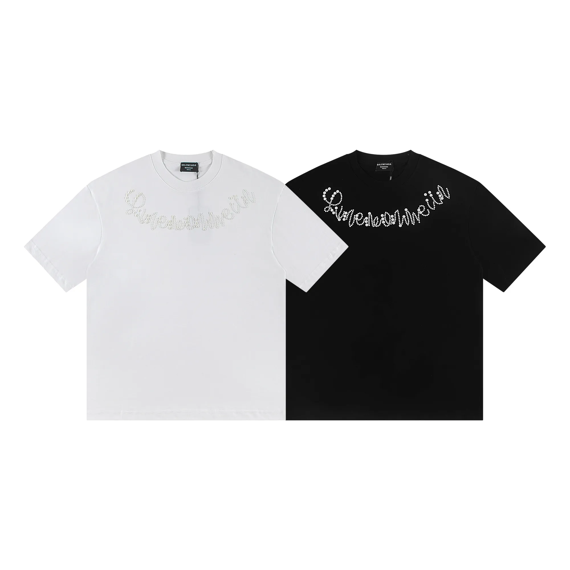 🅿️170 Balenciaga2026 new T-shirt (pearl craft) Material: Made of high version 300g double yarn combed cotton Size: S M L XL Color: black and white Style number: W2667