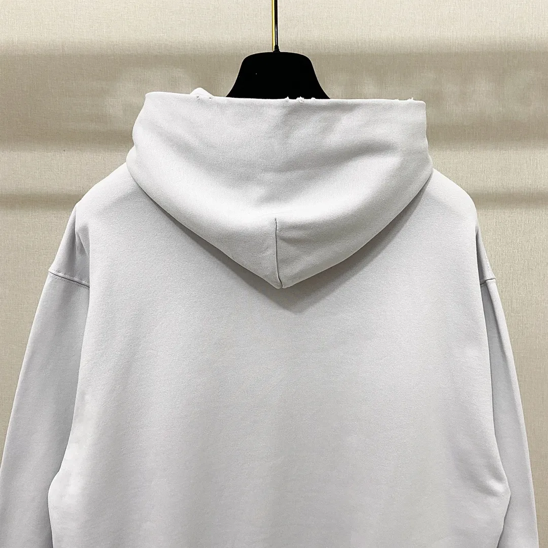 🅿️310 7156# Actual photo top version [[BALENCIA*GA] official website quality Paris new Japanese Tokyo Tower series hooded sweatshirt OS version loose dropped shoulders Unisex style Fabric: 480g 100% cotton terry Davidson process: front and back digital printing garment wash worn distressed solid color Color: black blue off-white Size: XS S M L