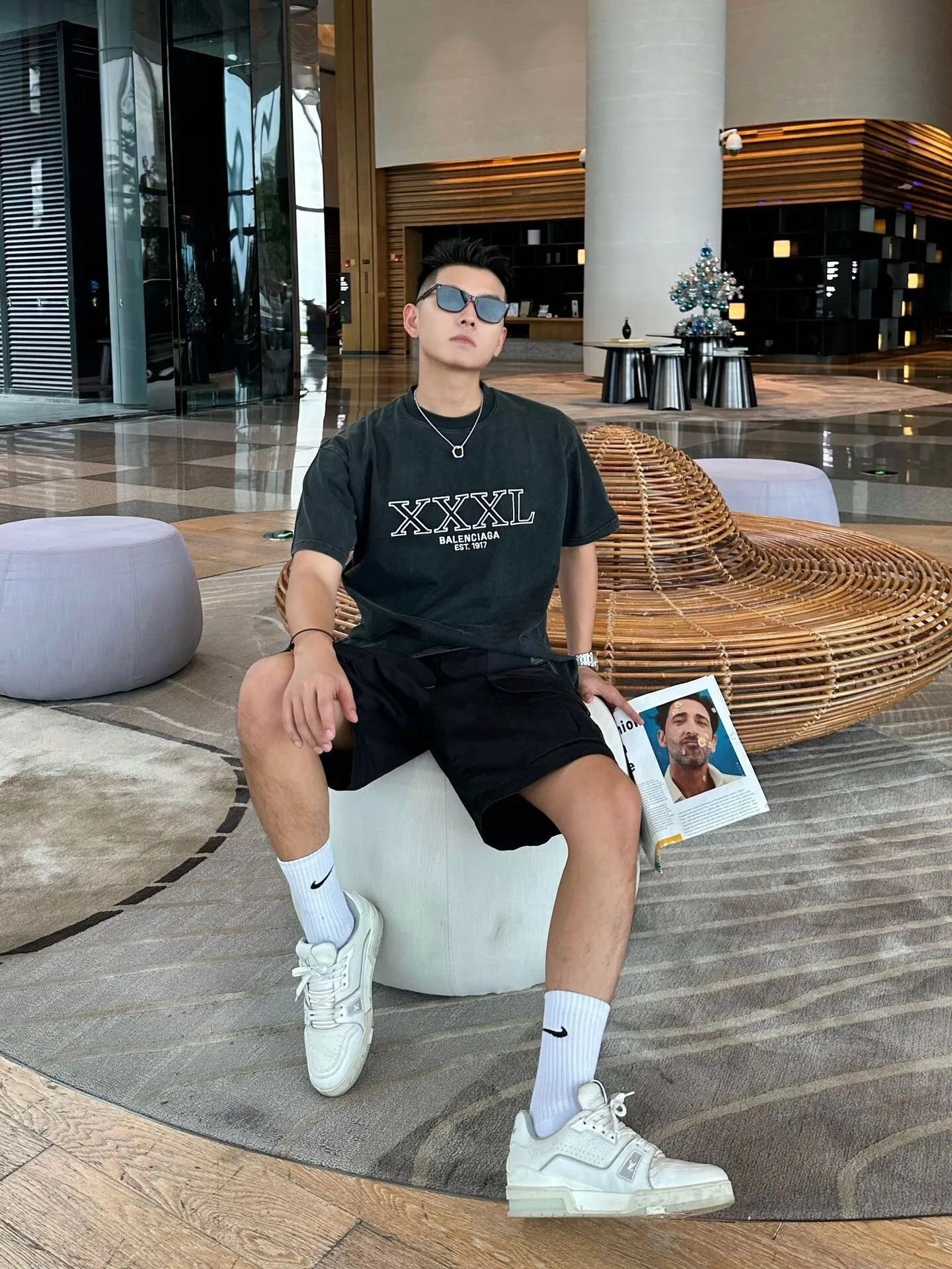 ♻️💯Upper body reference model picture❤️Top tested version BALENCIAGA new XXXL letter embroidery milk white latest style bottoming short-sleeved T-shirt [new ceiling level] - 2023 new version shipped! Feel free to compare top quality products!  -Using imported Tajima 10w needle machine embroidery, high-density embroidery letter wrapping technology, full details and no tails, clear letters without connections‼ ️ - BLCG's latest fashion series, Jay Chou's same upper body, new models are released every year, milk white color is new this year, I didn't hesitate to buy it as soon as I saw it, the upper body is whiter, I love this color so much!  -Full set of 1:1 customized accessories + Sydney paper with logo + new version of handbags at the counter + three labels for large products + original hangtag -The webbing on the back collar extends to the shoulders for reinforcement, and the stitches are downturned at the joints. Imported elliptical machine with imported glue technology. Overall printing without teeth. 32s280g double yarn combed cotton fabric, weighing up to 400 grams after washing!  Color: Washed Black Apricot Size: XS-L P:310