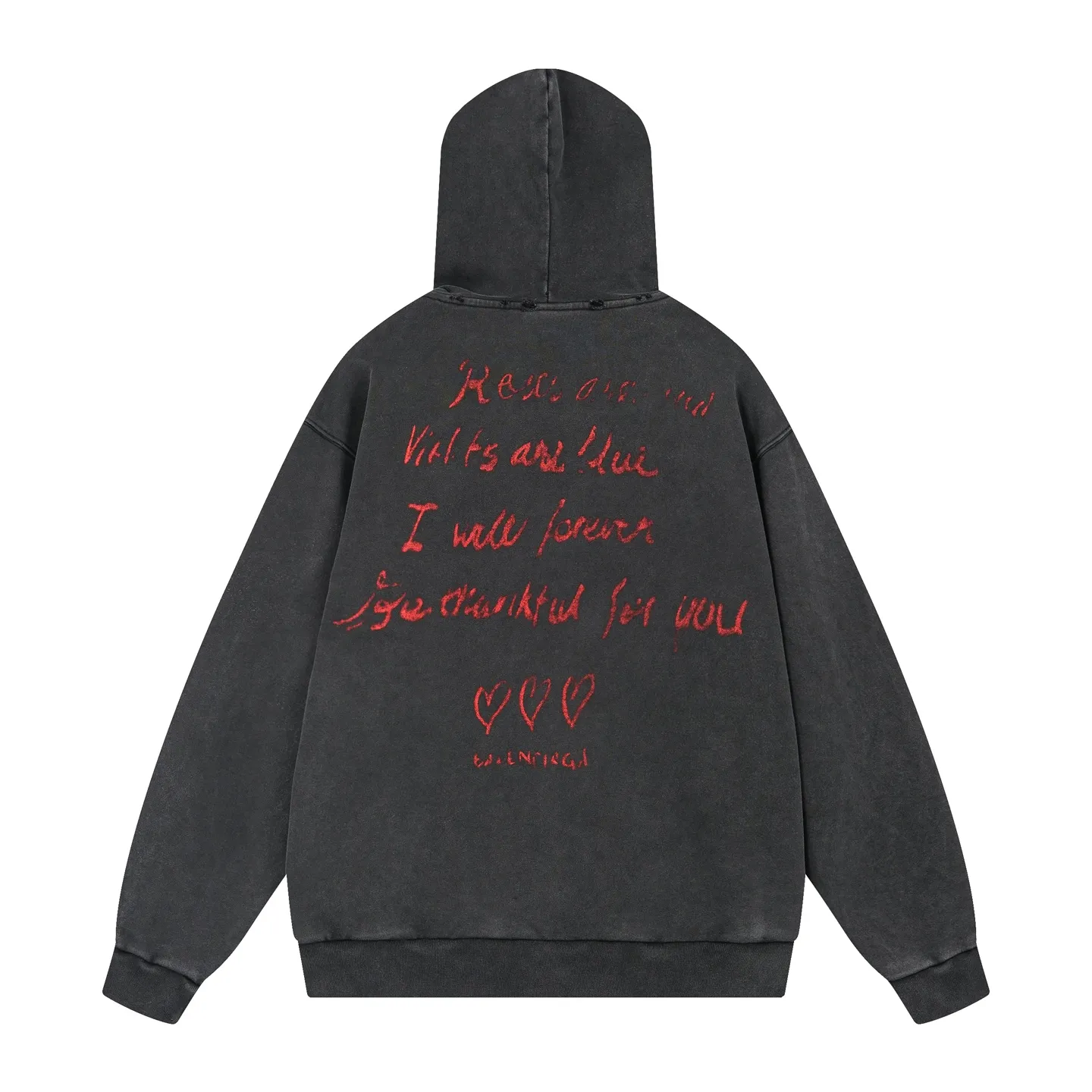 🅿️390 real photos [Top version. Official website quality] BALENCI*GA/Paris.SS25 latest model, Paris Valentine’s Day limited edition. Washed and distressed hooded sweatshirt with direct English print on the front and back. Brick cabinets are synchronized. Genuine products are developed at the first time. Welcome to compare! . The fabric is made of Paris ZP custom-woven and dyed cotton sweatshirt. The weight is 460 grams. The cloth surface is clean. The cloth pattern is clear, soft and comfortable. The threads are dyed with no color difference. The printing uses direct-injection environmentally friendly imported materials. The letters are clear and the effect is three-dimensional. The version adopts OS loose shoulder design. Same style for men and women. Code: BL259929 Color: washed black, gray and white. Size: XS S M L