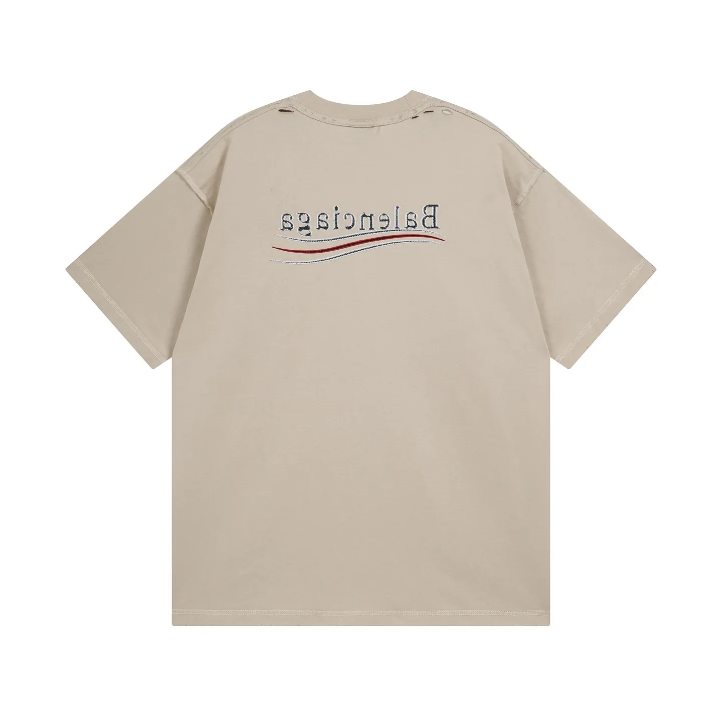 🅿️200 Actual pictures [Top version. Official website quality] BALENCI*GA/Paris #2025 new classic Coke sea spray LOGO reverse embroidery, washed and worn short-sleeved T-shirt, ready-to-wear stitched on the reverse, ready-to-wear washed, full of design sense. Welcome to compare. The fabric is made of Paris ZP custom-woven and dyed cotton double yarn, weight 260 grams, clean cloth surface. Clear cloth pattern, soft and comfortable. The threads are dyed with no color difference. The classic letter LOGO is embroidered on the reverse using an imported Tajima embroidery machine. The effect is three-dimensional. Restore brick cabinet, adopt OS loose shoulder style. Same style for men and women. Code: BL253677 Color: washed black, apricot Size: XS S M L