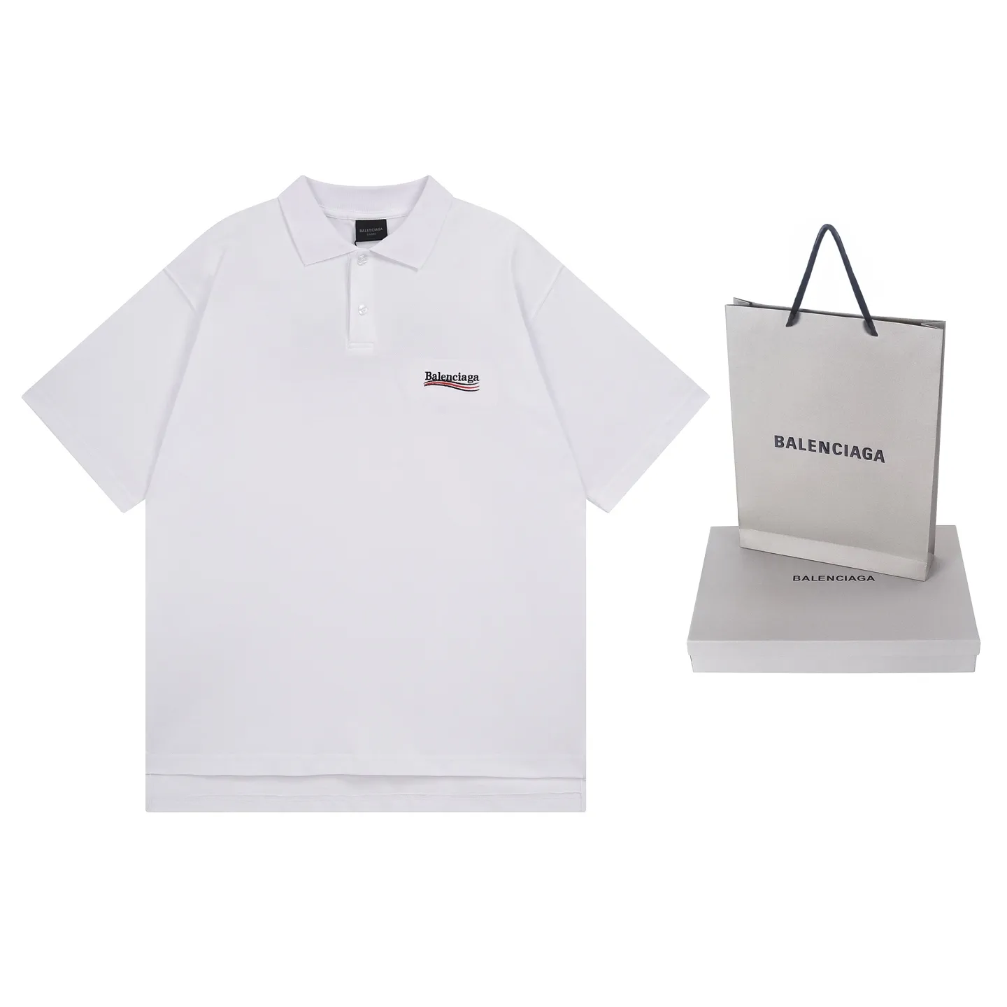 🅿️220 real photos [Top version. Official website quality] BALENCI*GA/Paris #2025 new front and back wave embroidered POLO shirt, front and back slit design, full of design, welcome to compare. The fabric is made of Paris ZP custom-woven and dyed cotton pique, weight 260 grams, clean cloth surface, clear cloth pattern, soft and comfortable. The threads are woven and dyed with no color difference. The embroidered LOGO is embroidered using imported Tajima embroidery machine. The effect is three-dimensional. Restore the brick cabinet, adopt OS loose shoulder style. Same style for men and women. Code: BL252207 Color: black, white Size: XS S M L