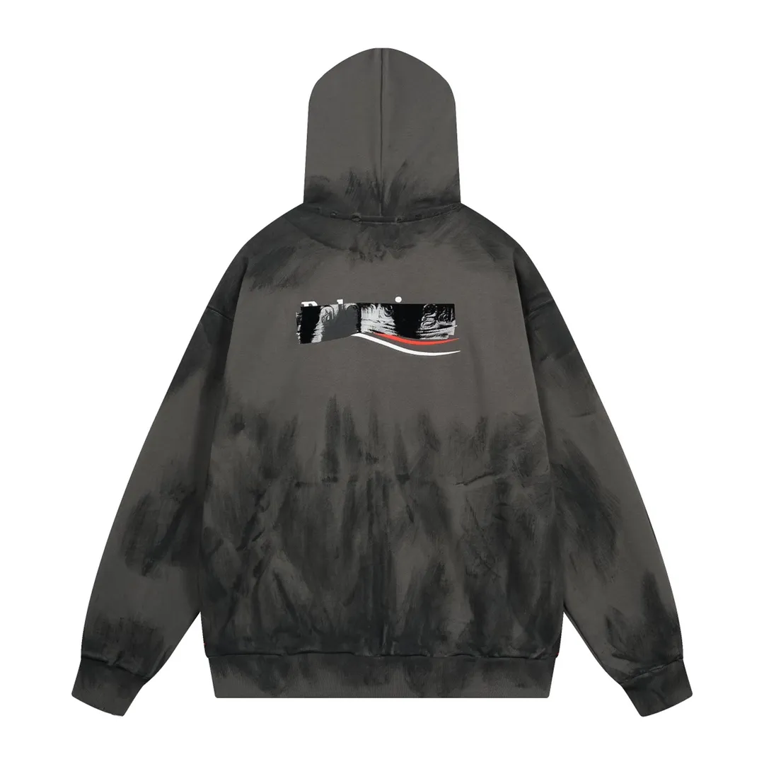 🅿️390 Detailed picture [Top version. Official website quality] BALENCI*GA/Paris#Classic model. Coke embroidered hand-painted graffiti black tape cardigan hooded sweatshirt. The fabric is made of Paris ZP custom-woven and dyed cotton David sweatshirt. The weight is 450 grams. The cloth surface is clean. The cloth pattern is clear, soft and comfortable. The color fastness is good. It is not easy to change color. The threads are dyed with no color difference. The classic pattern embroidery uses an imported embroidery machine, and the embroidery thread color is the original color. The finished product is washed and worn, and hand-painted graffiti. Produced by looking at pictures at Jubie Market. The letters are clear. The three-dimensional effect is strong. The embroidered flowers are finished and the finished product is glued. The version adopts OS loose shoulder design. Same style for men and women. Code: BL238072 Color: black. Smoke gray. Size: XS S M L