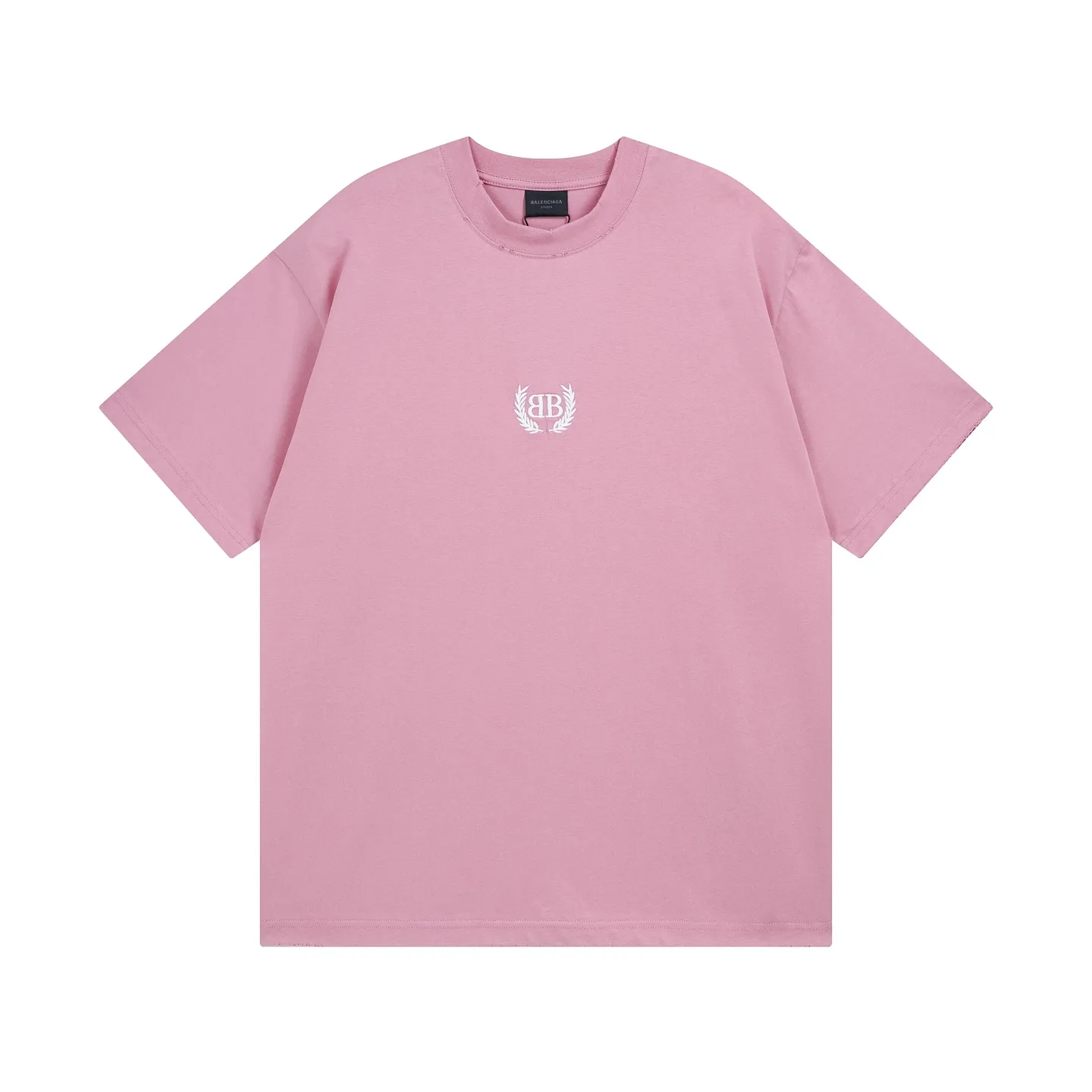 🅿️180 real photos [Top version. Official website quality] BALENCI*GA/Paris #2025 new style washed short-sleeved T-shirt with wheat ear letters LOGO embroidered on the chest, ready-to-wear washed, full of design. Welcome to compare. The fabric is made of Paris ZP custom-woven and dyed cotton double yarn, weight 260 grams, clean cloth surface. Clear texture, soft and comfortable. The threads are dyed with no color difference. The classic letter LOGO is embroidered with imported Tajima embroidery machine. The effect is three-dimensional. Restore the brick cabinet, adopt OS loose shoulder style. Same style for men and women. Code: BL253663 Color: washed black, lake blue, pink, white Size: XS S M L