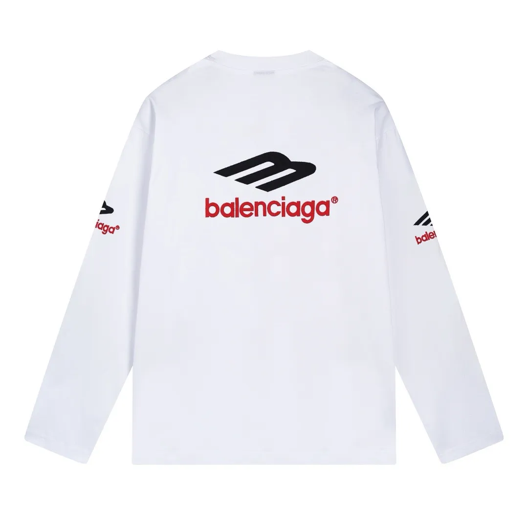 🅿️250 BALENCI*GA Paris 3M embroidered long sleeve. The fabric is made of Paris custom-woven and dyed double yarn pure cotton fabric. The weight is 280g. The thread is custom-woven and dyed without color difference. The front and back panels are embroidered with imported Tajima machines. Two high-temperature setting washes. os dropped shoulders and loose version. Same style for men and women -Color: black ivory -SIZE: XS S M L Style No. 8610#