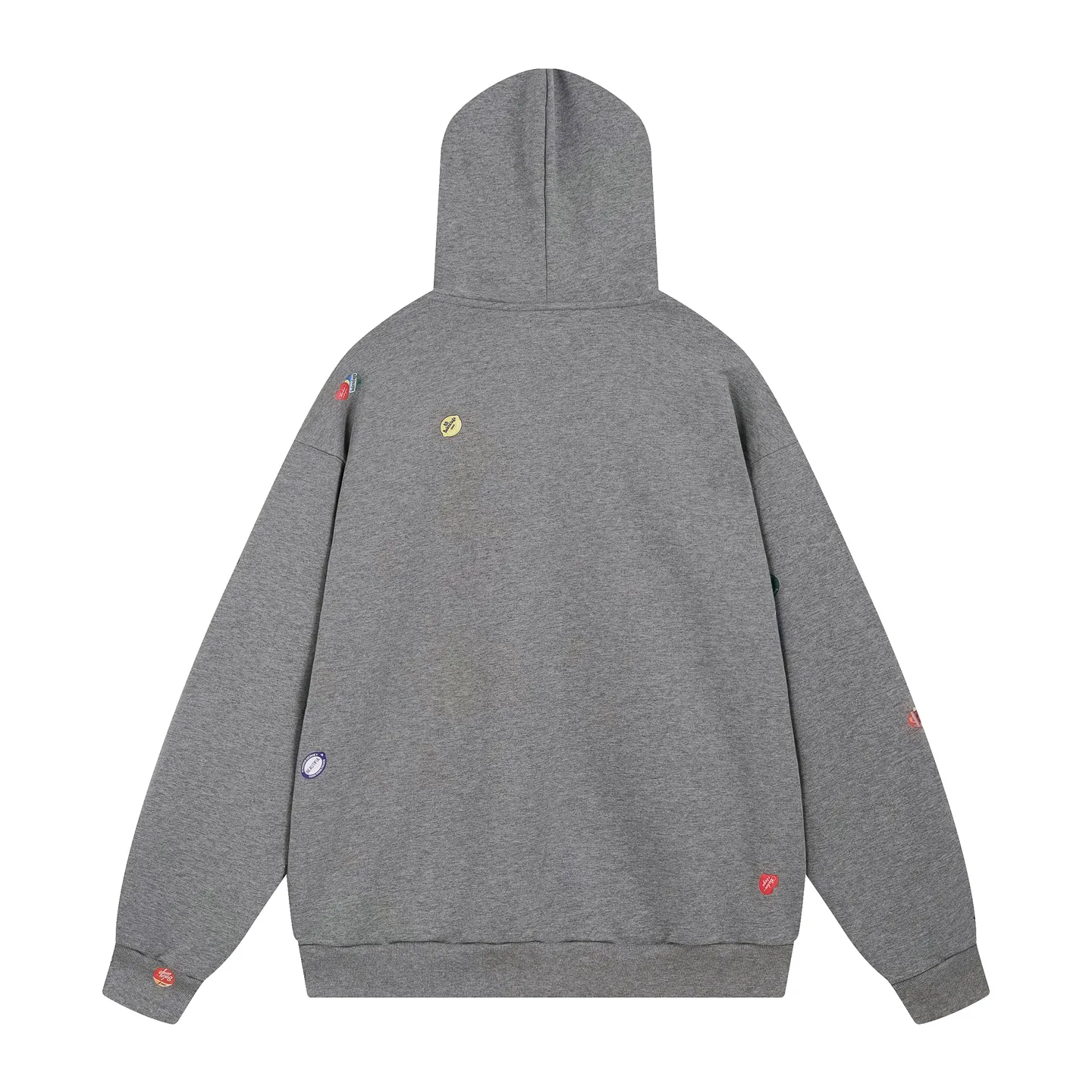 🅿️450 BALENCI*GA Paris fruit pattern Vintage hooded zipper sweatshirt. Growth positioning fixed-point computer spray printing and embossing. Manual master positioning and fixed-point grinding. Customized matching hardware. Clear letters. Three-dimensional effect. Exclusive matching woven and dyed 460g fabric. Threads are dyed in the same cylinder with zero color difference. Brick cabinet synchronization. Welcome to compare. Same style for men and women -Color: Gray Pink -SIZE: Xs S M L Style number 8979#