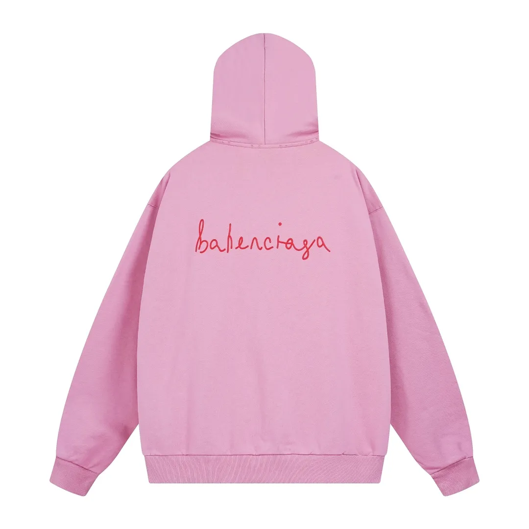 🅿️330 real photos [Top version. Official website quality] BALENCI*GA/Paris. SS24 Paris Chinese Valentine's Day limited edition love LOGO printing, finished product washed and worn hooded sweatshirt. Brick cabinet synchronization. Genuine product developed at the first time, happy to print and compare! The fabric is made of Paris ZP custom-woven and dyed cotton sweatshirt. Weighing 460 grams, the cloth surface is clean. The cloth pattern is clear, soft and comfortable. The threads are dyed with no color difference. The printing uses environmentally friendly imported materials. The letters are clear and the effect is three-dimensional. The version adopts OS loose shoulder design. Same style for men and women. Code: BL238907 Color: black, pink Size: XS S M L