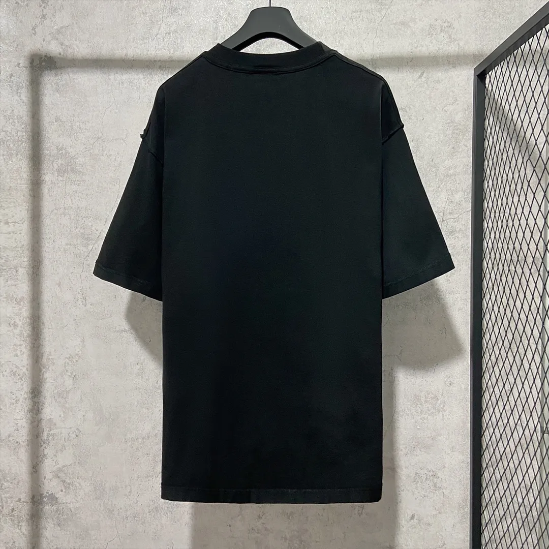 🅿️160 9136# Actual photo top version [[BALENCIA*GA] official website quality Paris new joint GENERATED series reverse stitched short-sleeved T-shirt OS version loose dropped shoulders Unisex fabric: 260g 100% cotton double yarn Process: front panel 3D three-dimensional silicone heat transfer reverse stitching garment wash shaping solid color Color: black white Size: XS S M L
