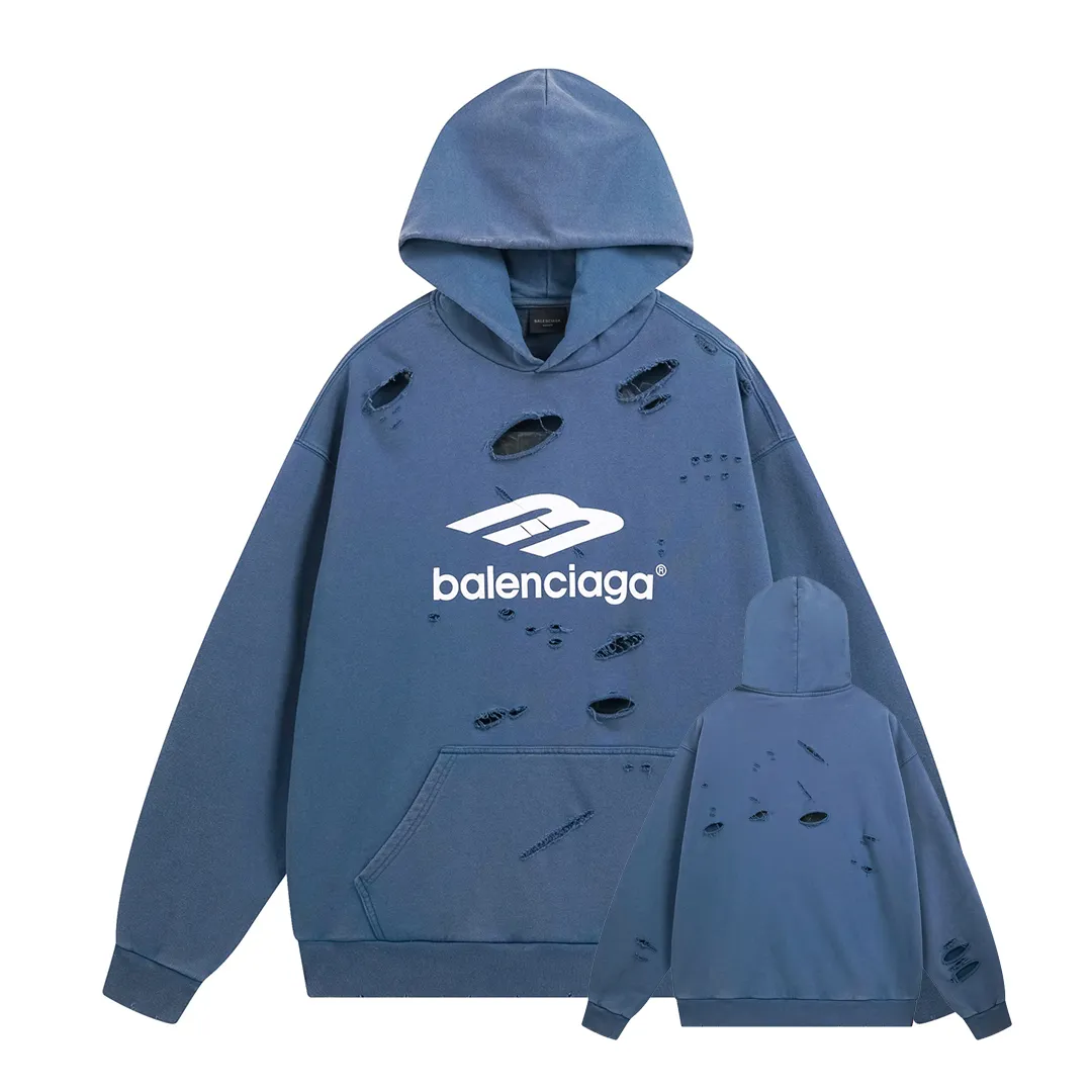 🅿️400 - BALENCI*GA Paris' latest 3M classic LOGO printed hooded long-sleeved sweatshirt on the chest. The front printing is made of imported environmentally friendly offset printing. The master manually positions and polishes the points by hand. The effect is three-dimensional. Exclusively pattern-matched, woven and dyed 460g fabric. Threads are dyed in the same vat with zero color difference. Brick cabinet synchronization. Welcome to compare. Same style for men and women -Color: washed black washed blue -SIZE: Xs S M L style number 8958#