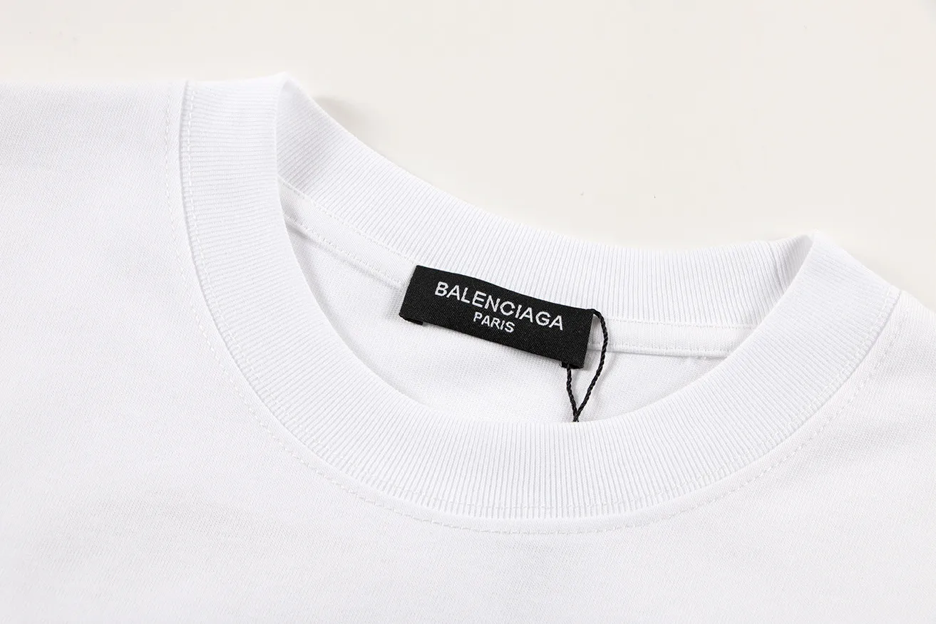 🅿️146 Style: 2026 new Balenciaga short-sleeved T-shirt Material: High version 300g double yarn combed cotton Size: S～XL Color: White Style number: H1053