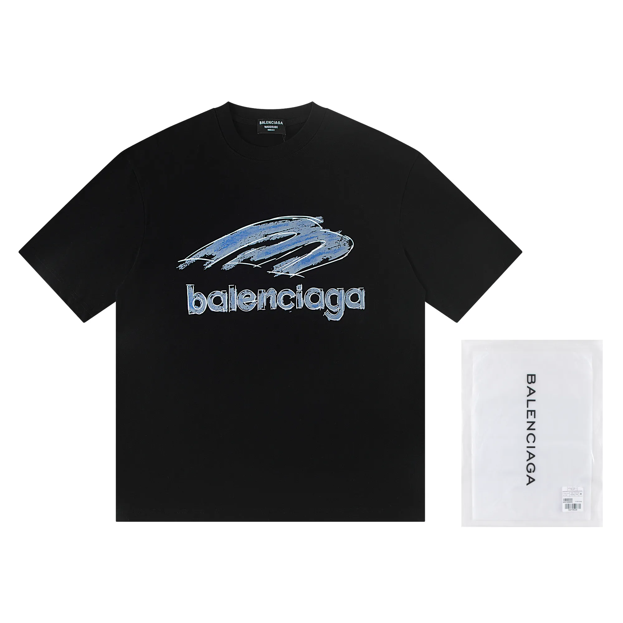🅿️160 Balenciaga2026 new painted T-shirt Material: Made of high version 300g double yarn combed cotton Size: S M L XL Color: black and white Style number: W2806
