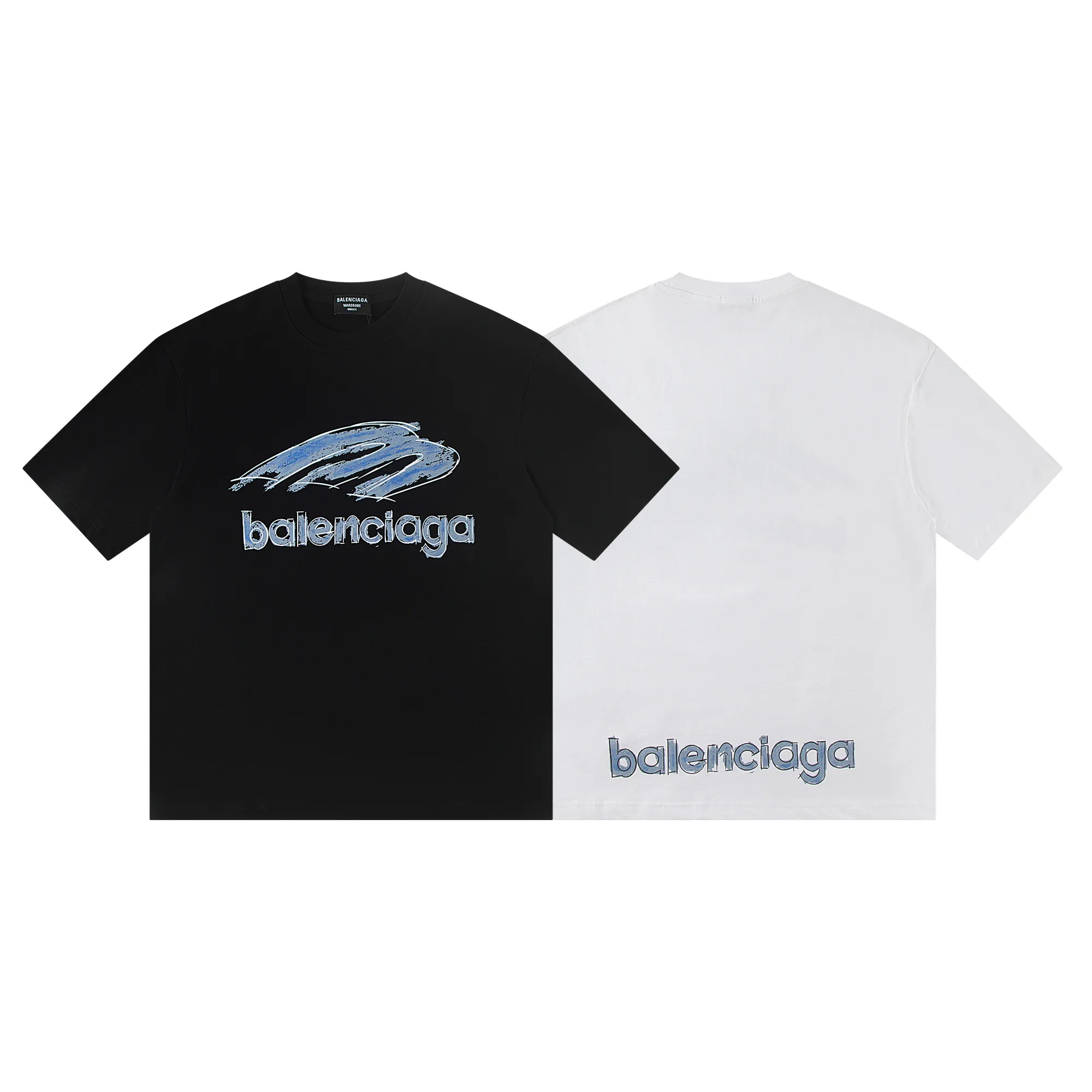 🅿️160 Balenciaga2026 new painted T-shirt Material: Made of high version 300g double yarn combed cotton Size: S M L XL Color: black and white Style number: W2806