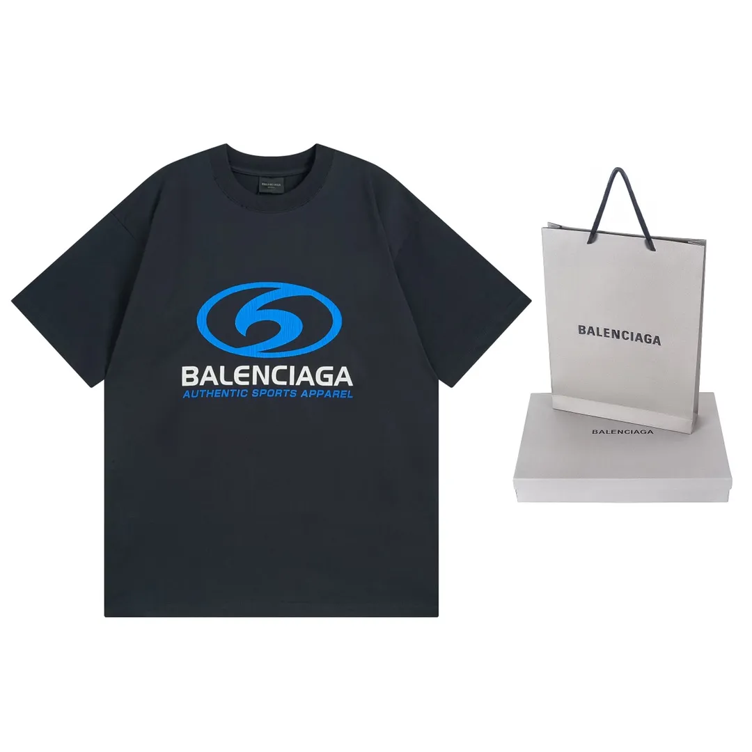 🅿️180 detailed pictures [Top version. Official website quality] BALENCI*GA/Paris. 2024 new style. New LOGO straight crack printed ready-to-wear frayed distressed short-sleeved T-shirt, brick cabinet synchronization. Genuine product developed at the first time, happy to print and compare! The fabric is made of Paris ZP custom-woven and dyed cotton double yarn. Weighing 260 grams, the cloth surface is clean. The cloth pattern is clear, soft and comfortable. The threads are dyed with no color difference. The classic LOGO is printed using environmentally friendly imported materials, with clear straight-crack pattern letters and a three-dimensional effect. Restored brick cabinet. Ready-made garments are washed, worn and distressed. Different market currency. Welcome to compare. The version adopts OS loose shoulder design. Same style for men and women. Code: BL223305 Color: gray blue, apricot, yellow Size: XS to L
