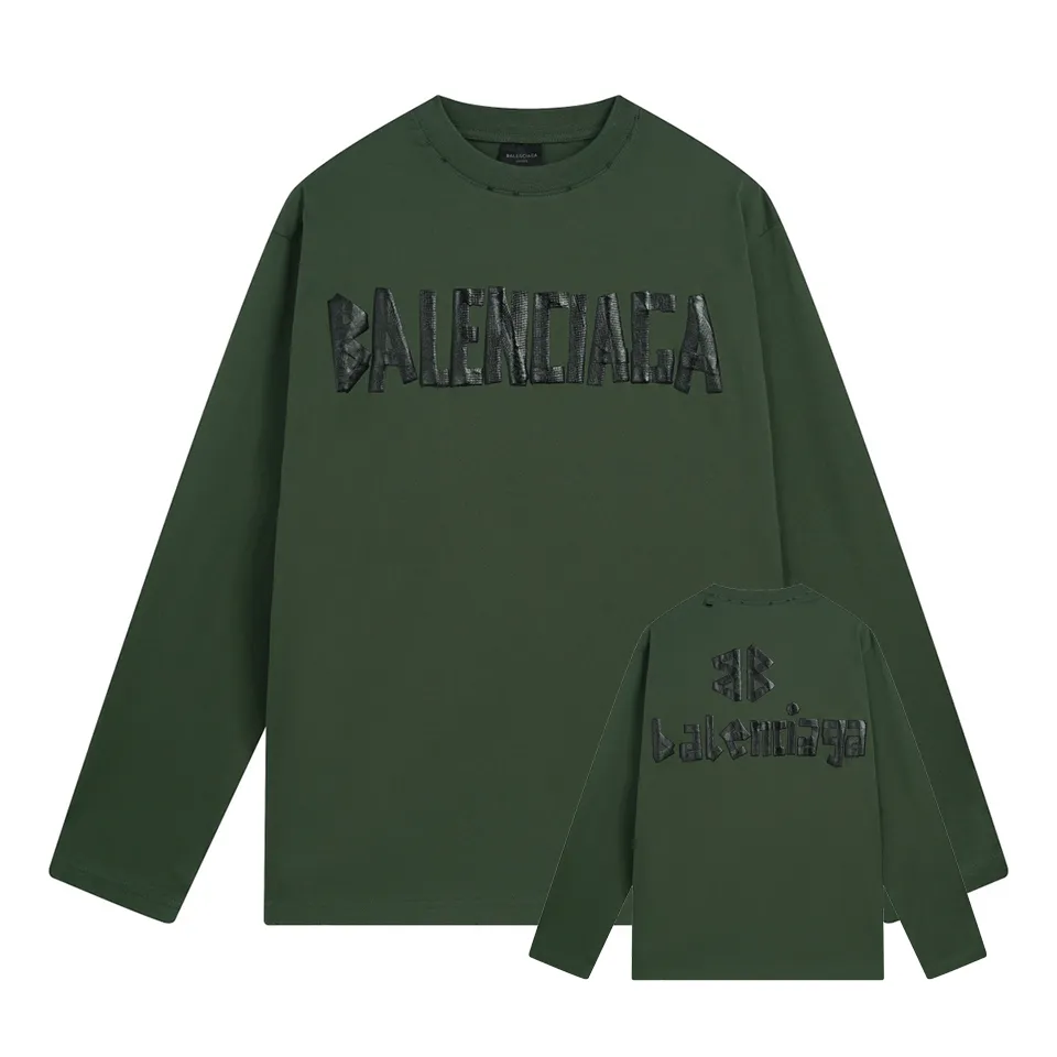 🅿️250 BALENCI*GA Paris tape series printed washed distressed long sleeves. The fabric is made of 280g Paris-specific double yarns*high weight 1:1 double yarn rib. The front and rear panels are made of imported Kornray machine direct-injection printing technology. Distressing + multi-position cutting and wear-making process. Two high-temperature shaping washes. os dropped shoulders and loose version. Same style for men and women -Color: off-white, iron gray, burgundy, green, black blue, fog blue -SIZE: XS S M L style number 8602#