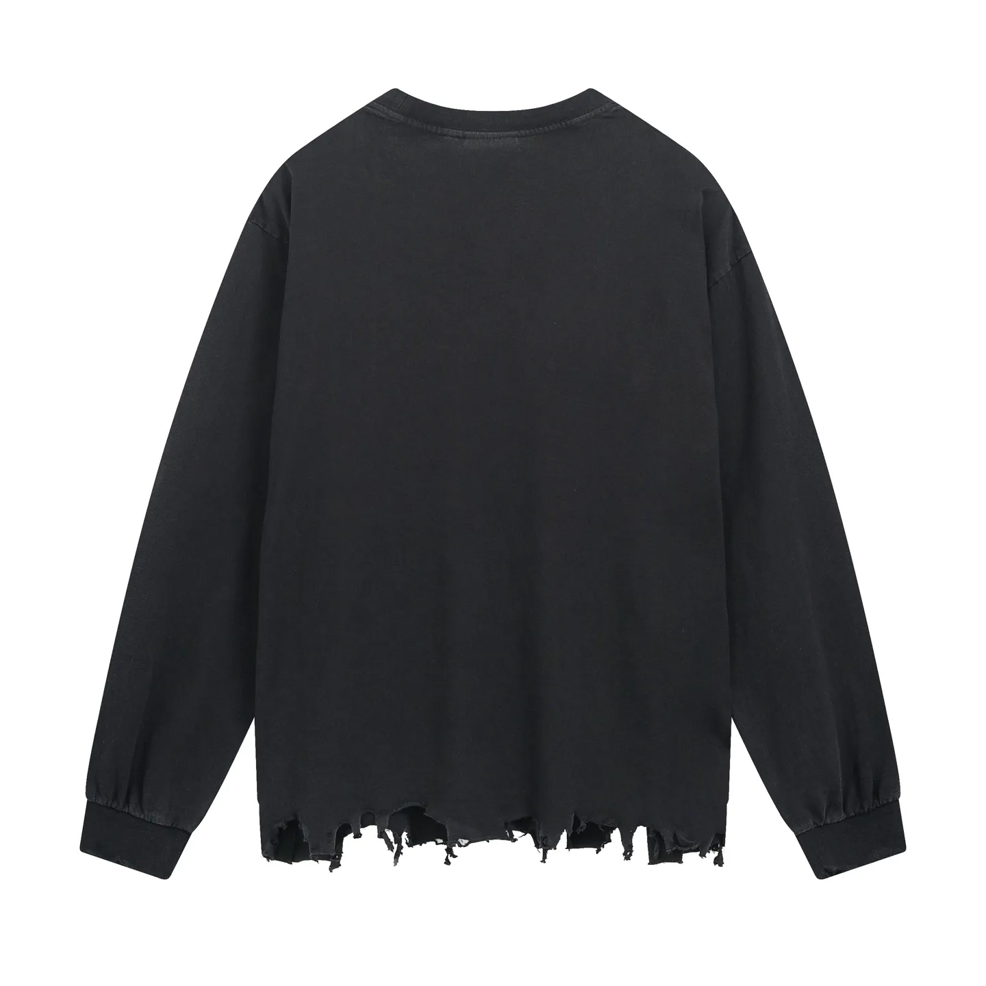 🅿️230 real photos [Top version. Official website quality] BALENCI*GA/Paris #2025 new letter LOGO chest patch embroidered washed long-sleeved long-sleeved T-shirt, ready-made garments are stitched on the reverse side, ready-made garments are washed, full of design sense. Welcome to compare. The fabric is made of Paris ZP custom-woven and dyed cotton double yarn, weighing 260 grams, the cloth surface is clean. The cloth pattern is clear, soft and comfortable. The threads are dyed with no color difference. The classic letter LOGO is embroidered with imported Tajima embroidery machine. The effect is three-dimensional. Restore the brick cabinet, adopt OS loose shoulder style. Same style for men and women. Code: BL255081 Color: washed black Size: XS S M L