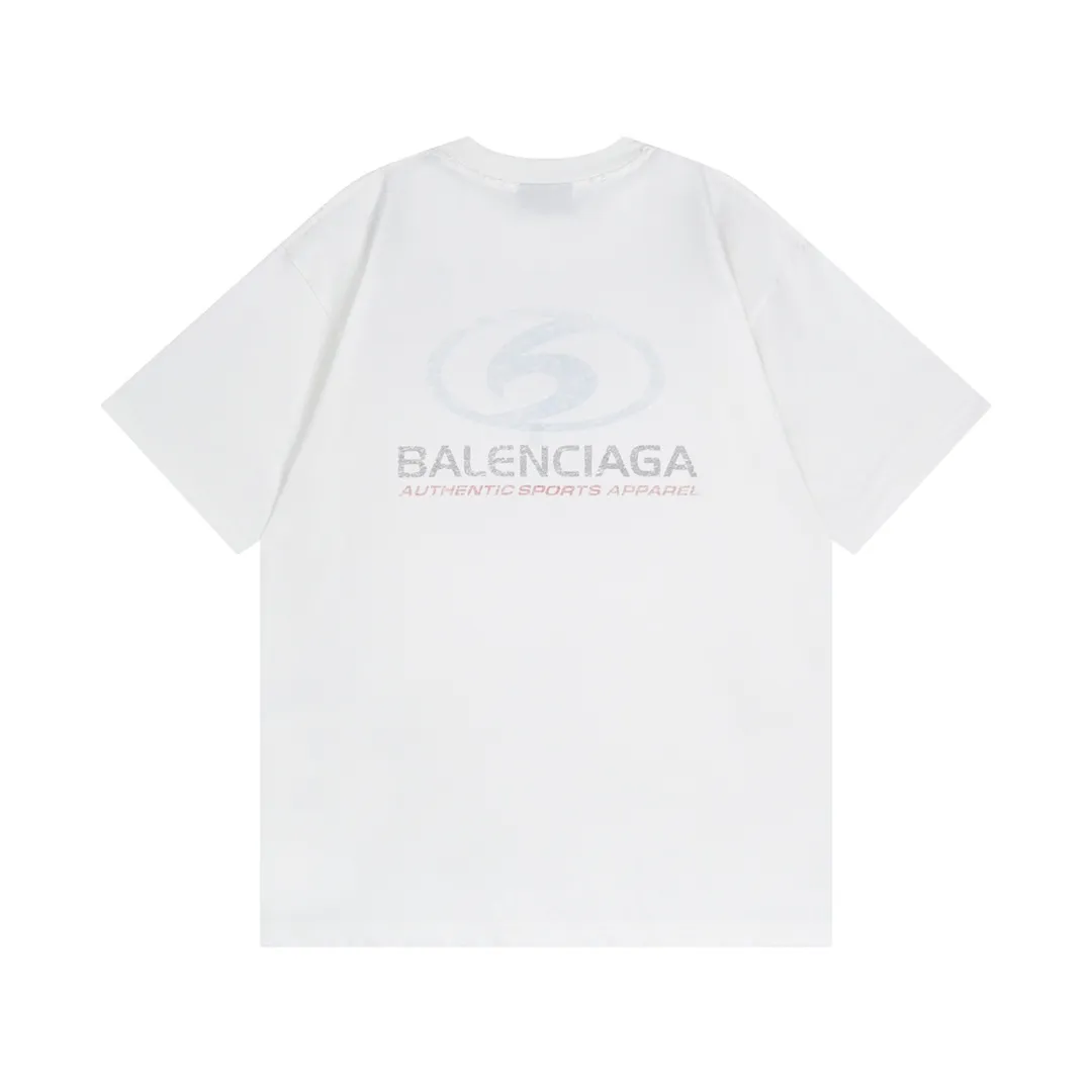 🅿️180 detailed pictures [Top version. Official website quality] BALENCI*GA/Paris. 2024 new style. New LOGO blurry LOGO direct-injection printing ready-made worn-out short-sleeved T-shirt, brick cabinet synchronization. Genuine product developed at the first time, happy to print and compare! The fabric is made of Paris ZP custom-woven and dyed cotton double yarn. Weighing 260 grams, the cloth surface is clean. The cloth pattern is clear, soft and comfortable. The threads are dyed with no color difference. The classic LOGO is printed using environmentally friendly imported materials, with clear straight-crack pattern letters and a three-dimensional effect. Restored brick cabinet. Ready-made garments are washed, worn and distressed. Different market currency. Welcome to compare. The version adopts OS loose shoulder style. Same style for men and women. Code: BL223329 Color: gray blue, beige. Size: XS to L