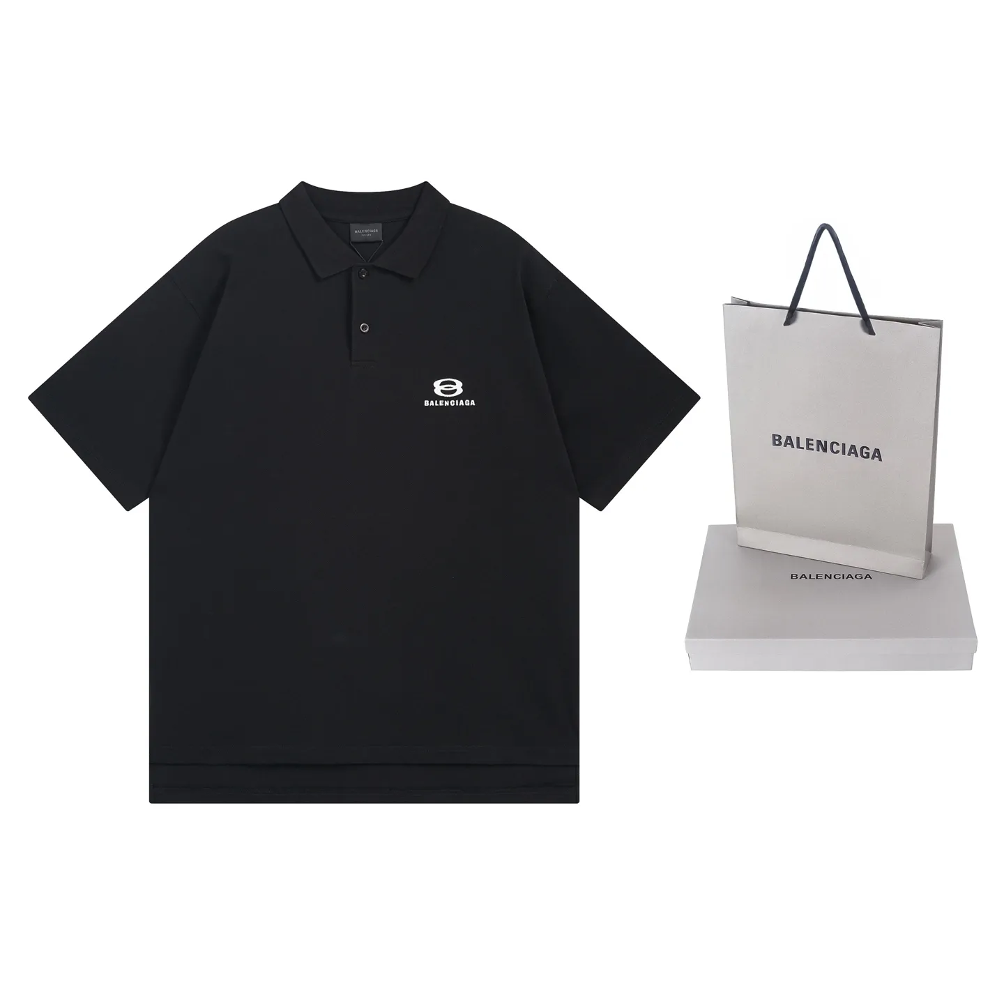 🅿️220 real photos [Top version. Official website quality] BALENCI*GA/Paris #2025 new Paris double-ring classic LOGO embroidered POLO shirt, with front and rear slit design, full of design, welcome to compare. The fabric is made of Paris ZP custom-woven and dyed cotton pique, with a weight of 260 grams. The cloth surface is clean. The cloth pattern is clear, soft and comfortable. The threads are woven and dyed with no color difference. The embroidered LOGO is embroidered using imported Tajima embroidery machine. The effect is three-dimensional. Restore the brick cabinet, adopt OS loose shoulder style. Same style for men and women. Coding: BL252215 Color: black, white Size: XS S M L
