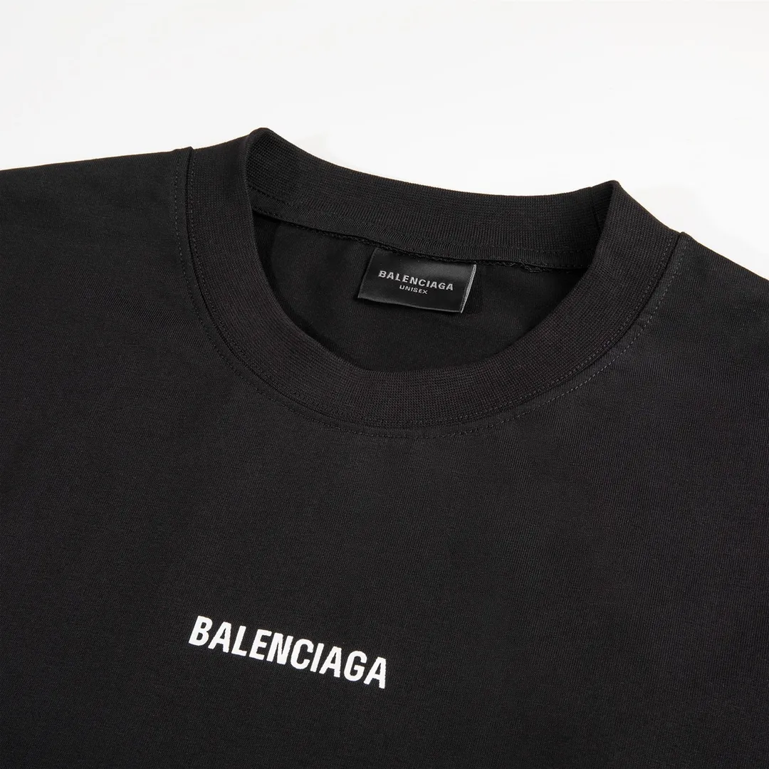 🅿️160 9102# Detailed picture Top version [[BALENCIA*GA] official website quality Paris new classic letter LOGO front and back embroidered short-sleeved T-shirt OS version loose dropped shoulders Unisex fabric: 260 grams 100% cotton double yarn Technology: front and back embroidery Garment washing Shape solid color Color: black white gray red Size: XS S M L