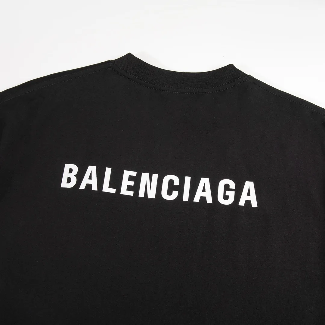 🅿️160 9102# Detailed picture Top version [[BALENCIA*GA] official website quality Paris new classic letter LOGO front and back embroidered short-sleeved T-shirt OS version loose dropped shoulders Unisex fabric: 260 grams 100% cotton double yarn Technology: front and back embroidery Garment washing Shape solid color Color: black white gray red Size: XS S M L