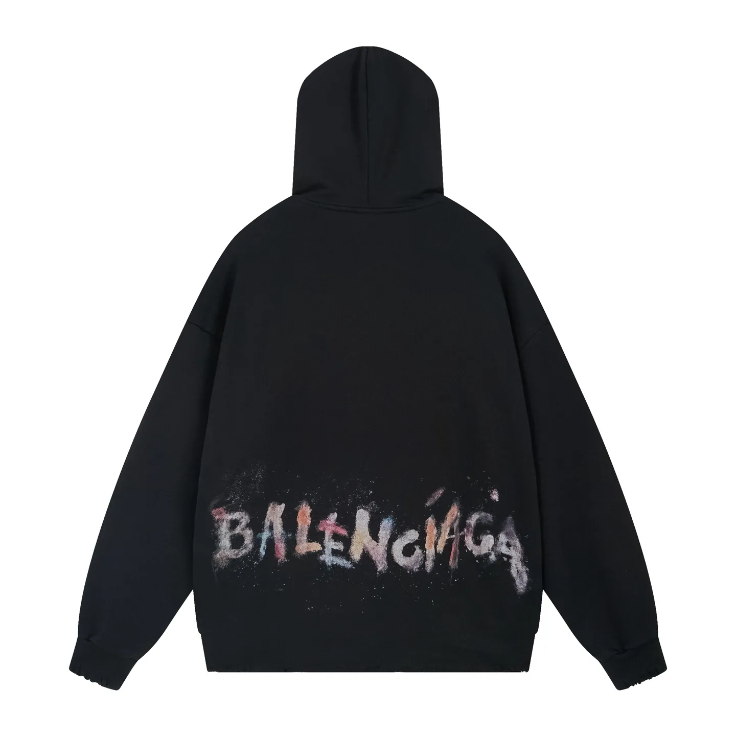 🅿️370 real photos [Top version. Official website quality] BALENCI*GA/25 new model. The classic pattern of graffiti and embroidered wheat ears is used on the front, and the colorful hand-painted graffiti letters on the back collide with washed, distressed and frayed hooded sweatshirt. SS25 latest model. Research and development at the first time, different market currencies. Comparisons welcome. The fabric is made of Paris ZP custom-woven and dyed cotton sweatshirt. Weighing 460 grams, the cloth surface is clean. The cloth pattern is clear, soft and comfortable. The threads are dyed with no color difference. The embroidery is embroidered using an imported Tajima computer embroidery machine, and the letters are hand-painted with graffiti colors on the back. Jubie market currency. Welcome to compare. The version adopts OS loose shoulder design. Same style for men and women. Code: BL259913 Color: Black Size: XS S M L