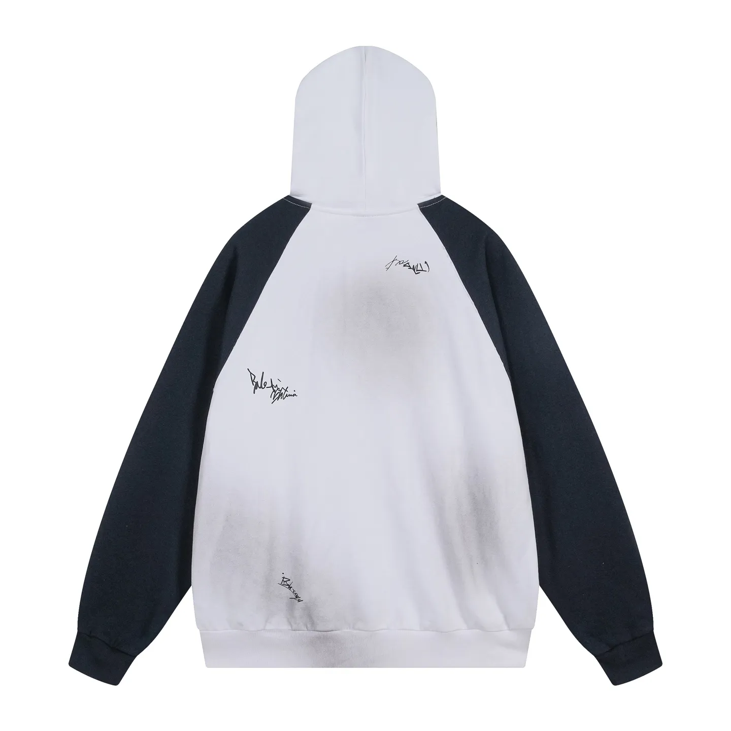 🅿️430 real photos [Top version. Official website quality] BALENCI*GA/Paris #2026 new style Raglan sleeves color block signature printing. Embroidered LOGO washed and distressed hand-painted graffiti new hooded zipper cardigan sweatshirt #2026 Brick cabinet synchronization Overweight craftsmanship. Welcome to compare. The fabric is made of Paris ZP custom-woven and dyed cotton sweatshirt. The weight is 460 grams. The cloth surface is clean. The cloth pattern is clear, soft and comfortable. The threads are dyed with no color difference. The signature is printed with environmentally friendly glue, and the classic letter LOGO is embroidered with an imported Tajima embroidery machine. The letters are clear and the effect is three-dimensional. Garment wash-worn hand-drawn graffiti. Restore brick cabinet, adopt OS loose shoulder style. Same style for men and women. Code: BL259980 Color: black, white Size: XS S M L