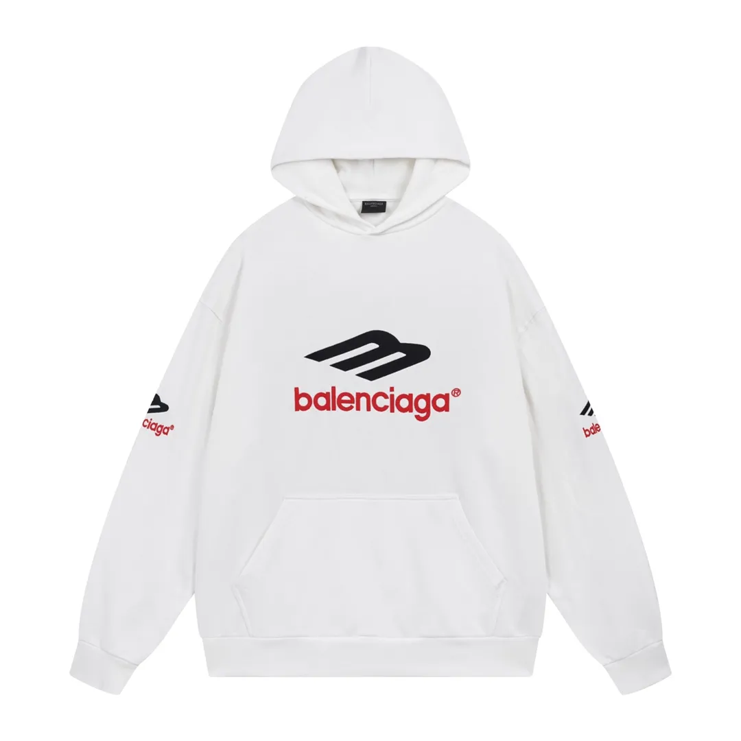 🅿️316 Detailed pictures [Top version. Official website quality] BALENCI*GA/Paris BALENCI*GA#2024 latest model, large letter LOGO icon embroidered hooded sweatshirt. Brick cabinet synchronization. Develop and develop genuine products at the first time. Embroidery. All colors are on the same board. Welcome to compare! The fabric is made of Paris ZP custom-woven and dyed cotton double-yarn large parka. The weight is 450 grams. The cloth surface is clean. The cloth pattern is clear. It is soft and comfortable. It has good color fastness and is not easy to change color. The threads are woven and dyed with no color difference. The embroidery is done using an imported Tajima embroidery machine, with a three-dimensional effect and clear lines. There are no burrs and miscellaneous threads, and the embroidery is of ultra-high craftsmanship. The version adopts OS loose shoulder design. Same style for men and women. Code: BL238006 Color: dark blue gray, white Size: XS S M L