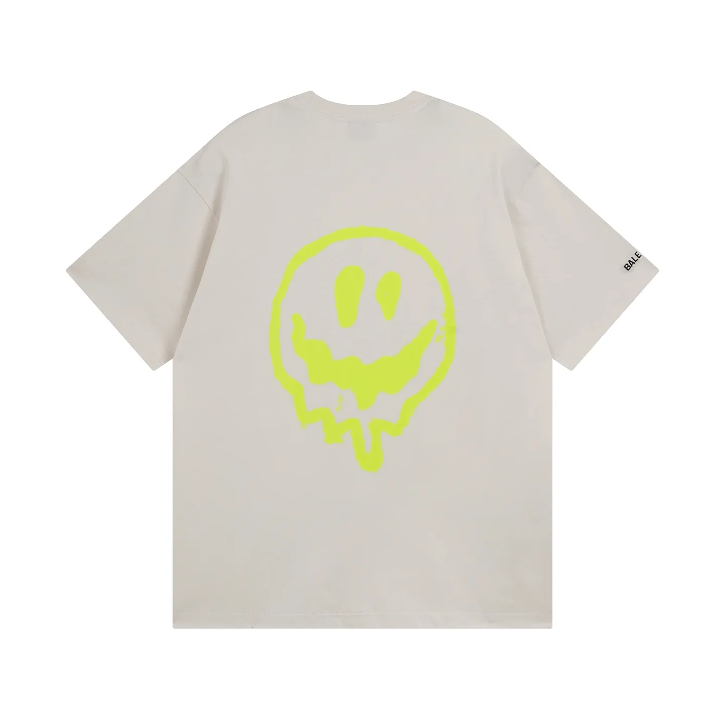 🅿️194 real photos [top version. official website quality] BALENCI*GA/25 new model. The front is directly printed with hithg there + dripley art work + luminous effect, aliens are printed on the front, smiley faces are printed on the back, short-sleeved T-shirt with embroidered letters on the right sleeve # SS25 latest style. Research and development at the first time, different market currencies. Comparisons welcome. The fabric is made of Paris ZP custom-woven and dyed cotton double yarn. Weighing 260 grams, the cloth surface is clean. The cloth pattern is clear, soft and comfortable. The threads are dyed with no color difference. Printing adopts computer direct printing. Jubie market currency. Welcome to compare. The version adopts OS loose shoulder design. Same style for men and women. Code: BL253683 Color: off-white, black, floral gray Size: XS S M L