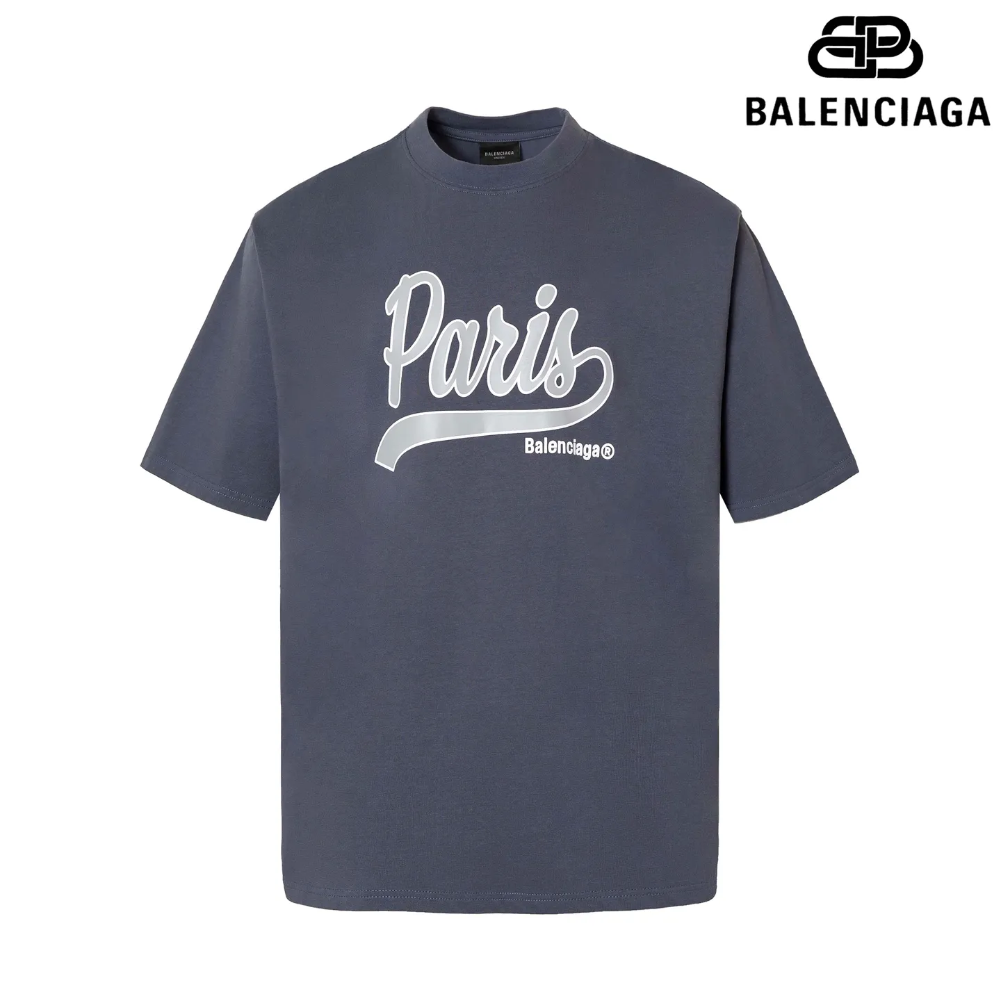 🅿️170 9173# Detailed picture Top version [[BALENCIA*GA] official website quality Paris co-branded front enjoy Paris art print short-sleeved T-shirt OS version loose dropped shoulders Unisex style Fabric: 260g 100% cotton double yarn Process: front printing Garment wash Shape solid color Color: red blue white Size: XS S M L