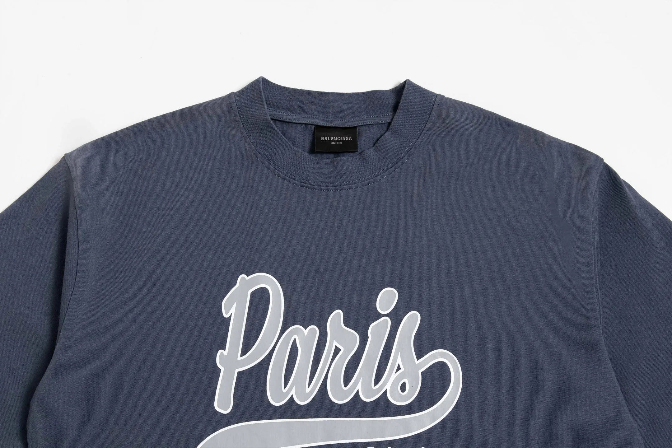 🅿️170 9173# Detailed picture Top version [[BALENCIA*GA] official website quality Paris co-branded front enjoy Paris art print short-sleeved T-shirt OS version loose dropped shoulders Unisex style Fabric: 260g 100% cotton double yarn Process: front printing Garment wash Shape solid color Color: red blue white Size: XS S M L