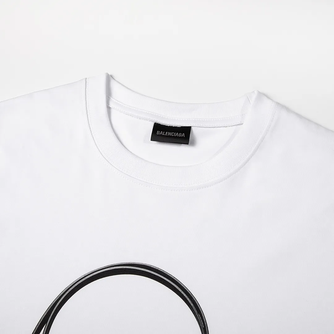 🅿️160 9119# Detailed picture Top version [[BALENCIA*GA] official website quality Paris new flight ticket passport card holder short-sleeved T-shirt OS version loose dropped shoulders Unisex style Fabric: 260 grams 100% cotton double yarn Technology: front panel digital direct printing Garment washing Shaping solid color Color: black white Size: XS S M L