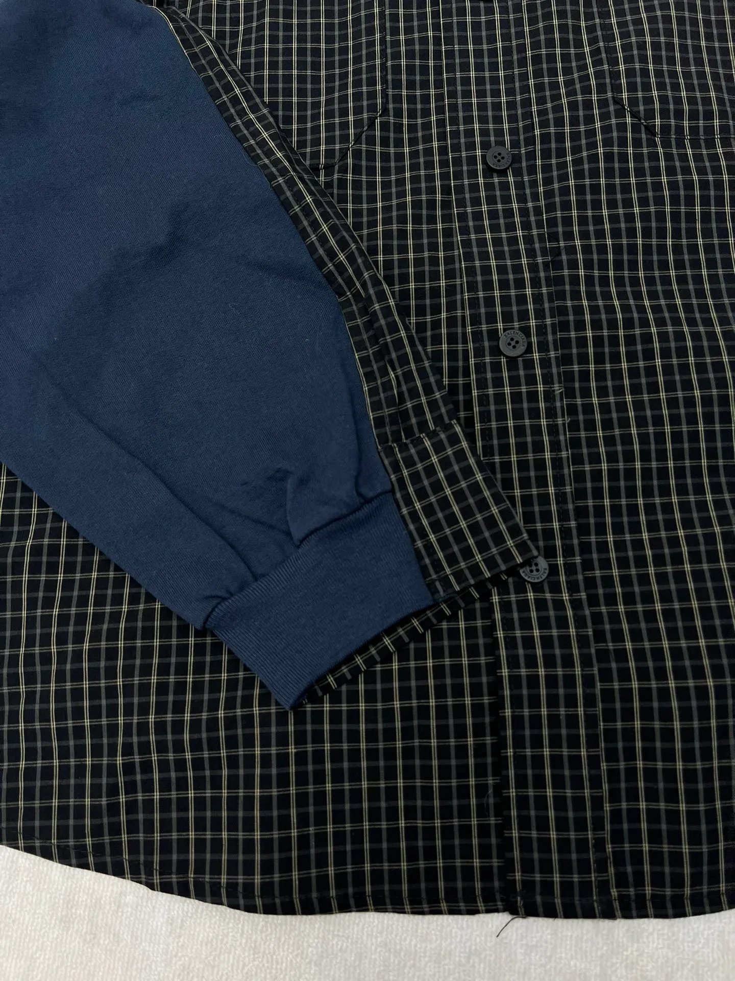 🅿️570 Paris 25ss new plaid patchwork hooded jacket, chest pocket, curved hem shirt, regular fit, men's code number: 1.2.3.4.