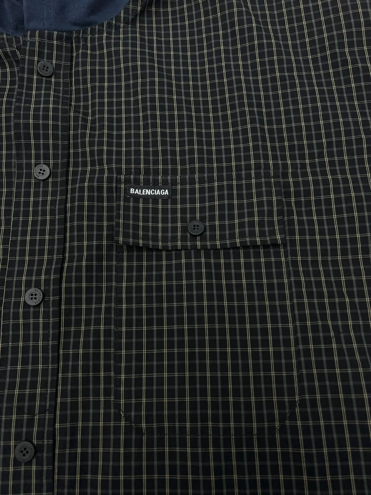 🅿️570 Paris 25ss new plaid patchwork hooded jacket, chest pocket, curved hem shirt, regular fit, men's code number: 1.2.3.4.